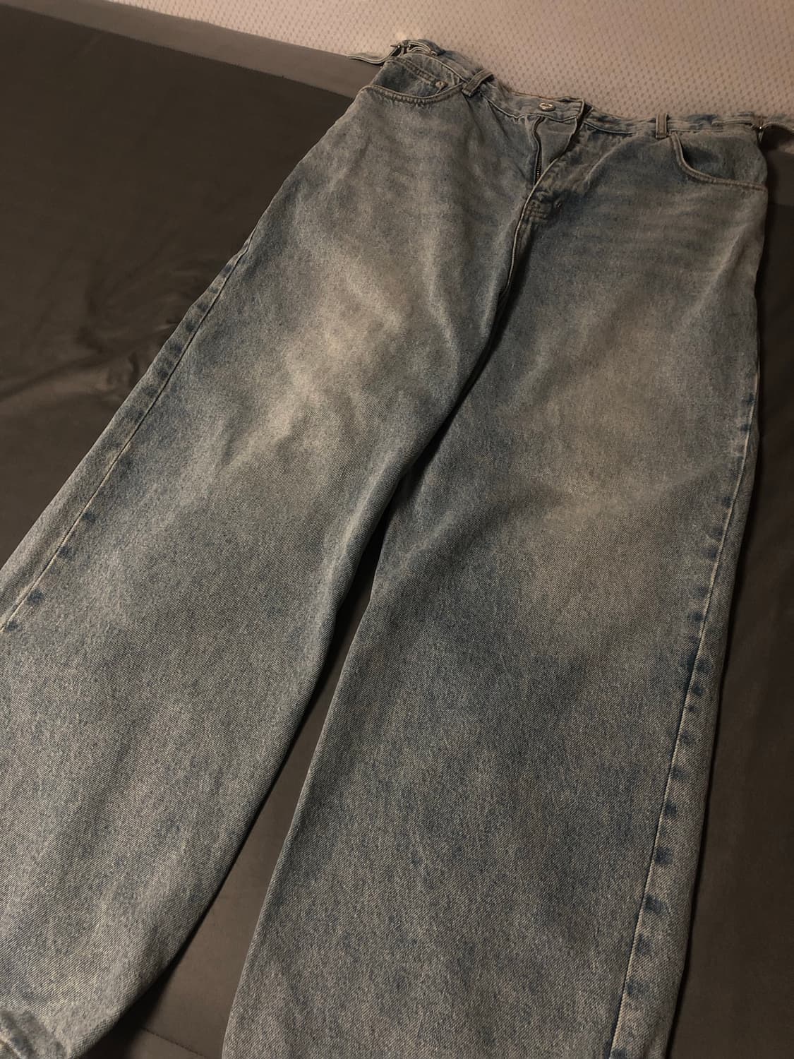 1) 노드 와이드 배기 데님 팬츠 라이트 블루 상품이미지1