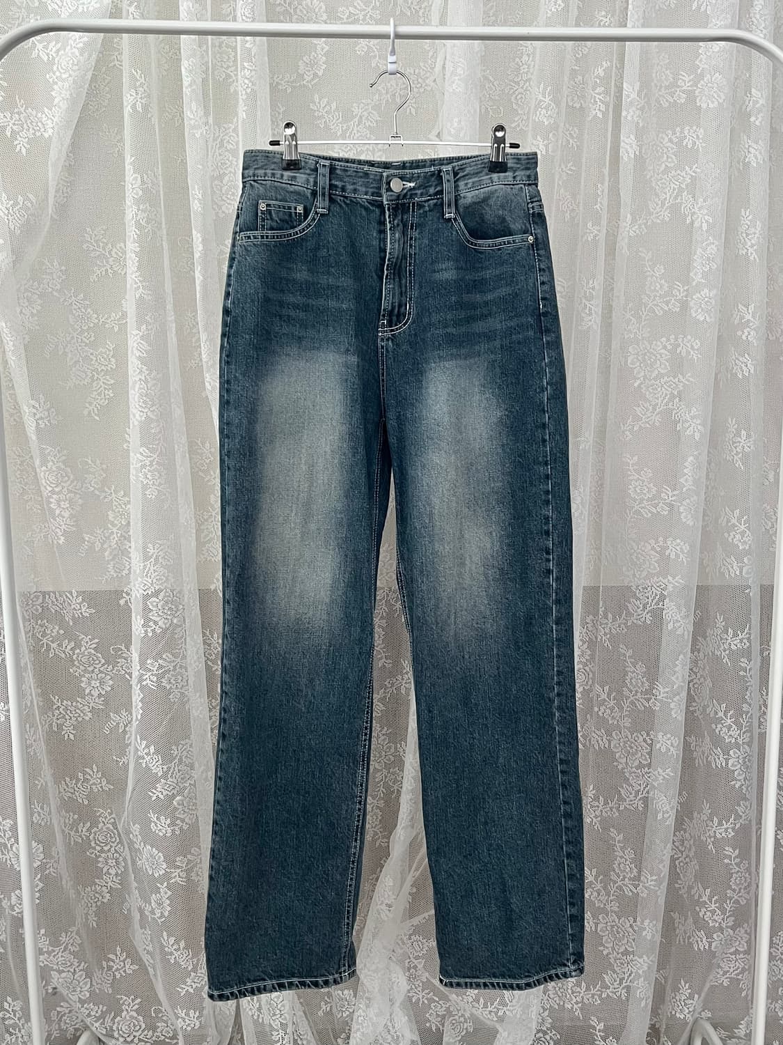 M) 판도라핏 와이드 데님 팬츠 청바지 중청 상품이미지1