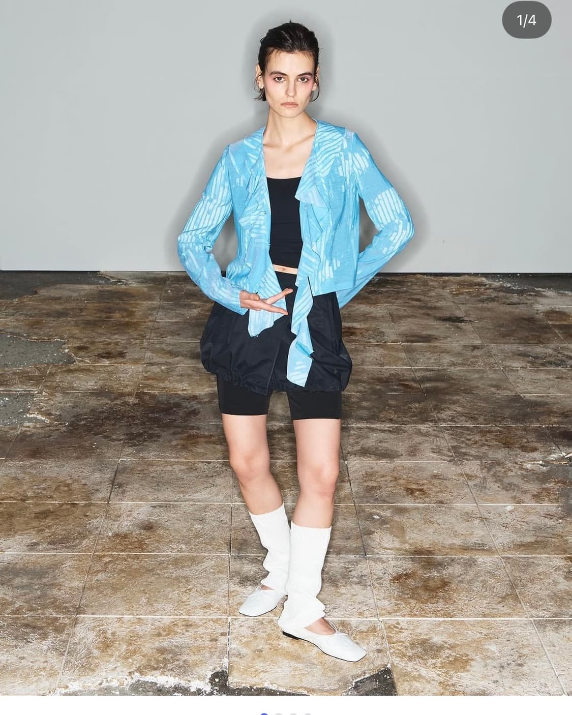[THEOPEN PRODUCT] PRINTED FRILL TOP blue 상품이미지3