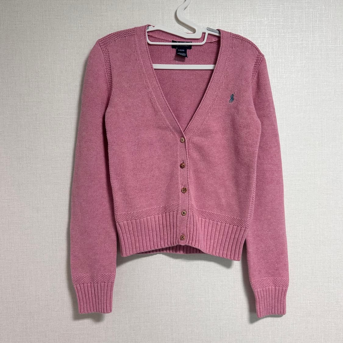 폴로 랄프로렌 브이넥 니트 가디건 핑크 상품이미지5