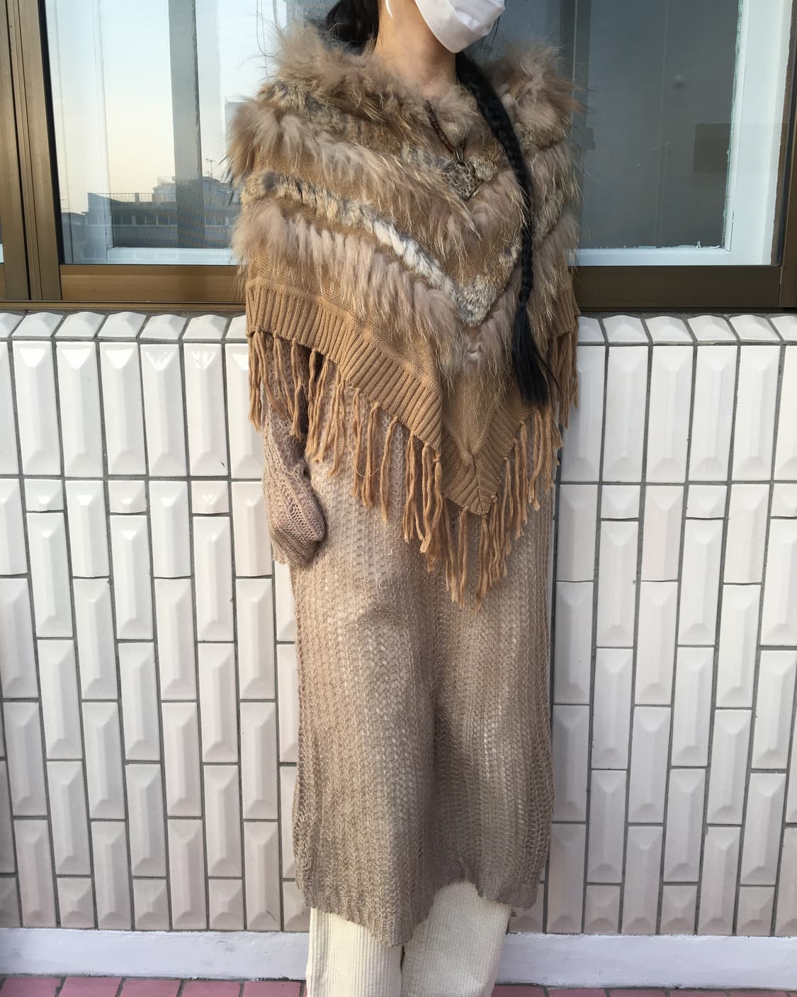 Fur mixed hood cape 상품이미지6