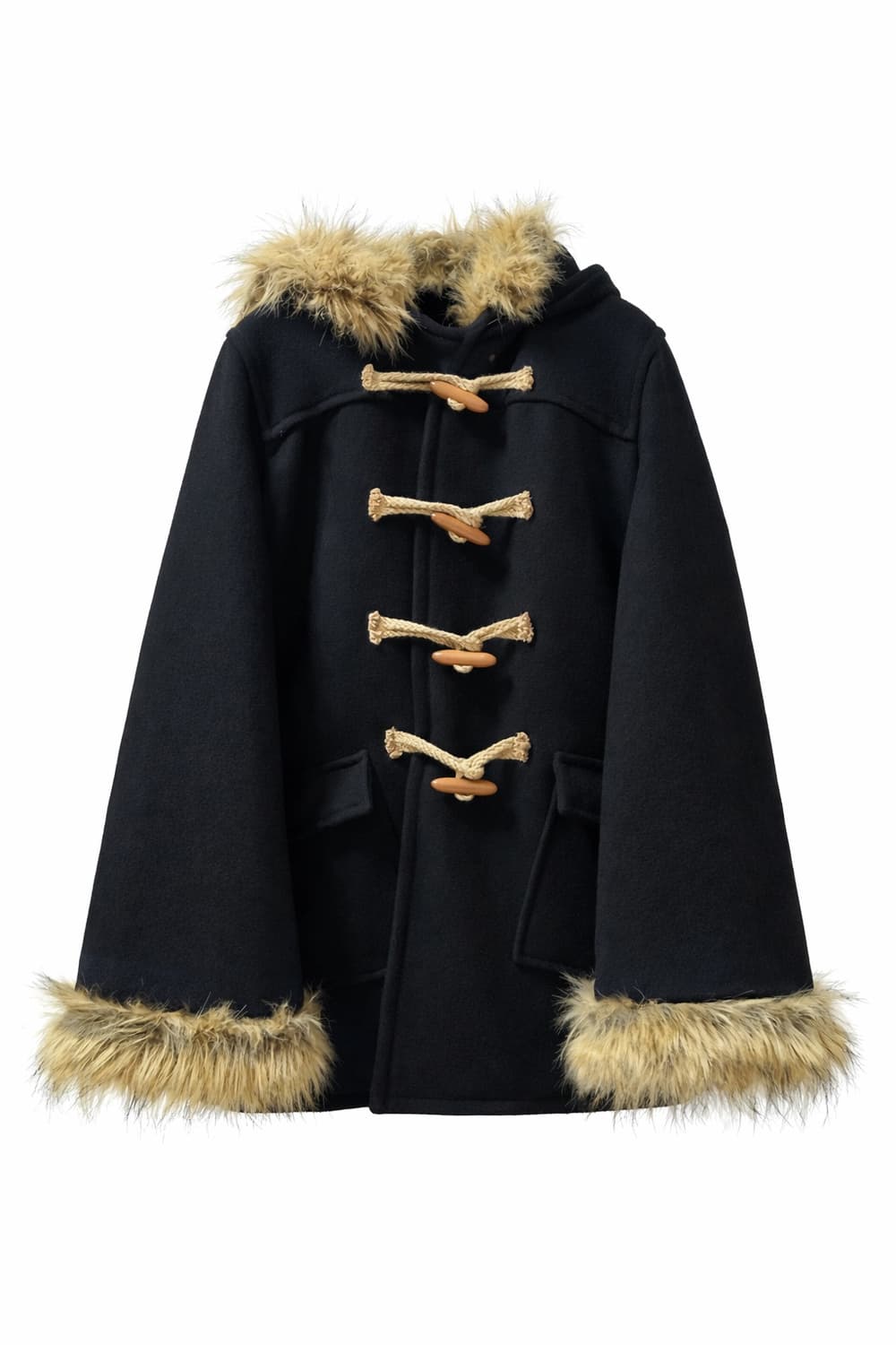 퍼 트리밍 네이비 더플코트 떡볶이 shop502 페페 빈티지 데스라이즈 상품이미지1