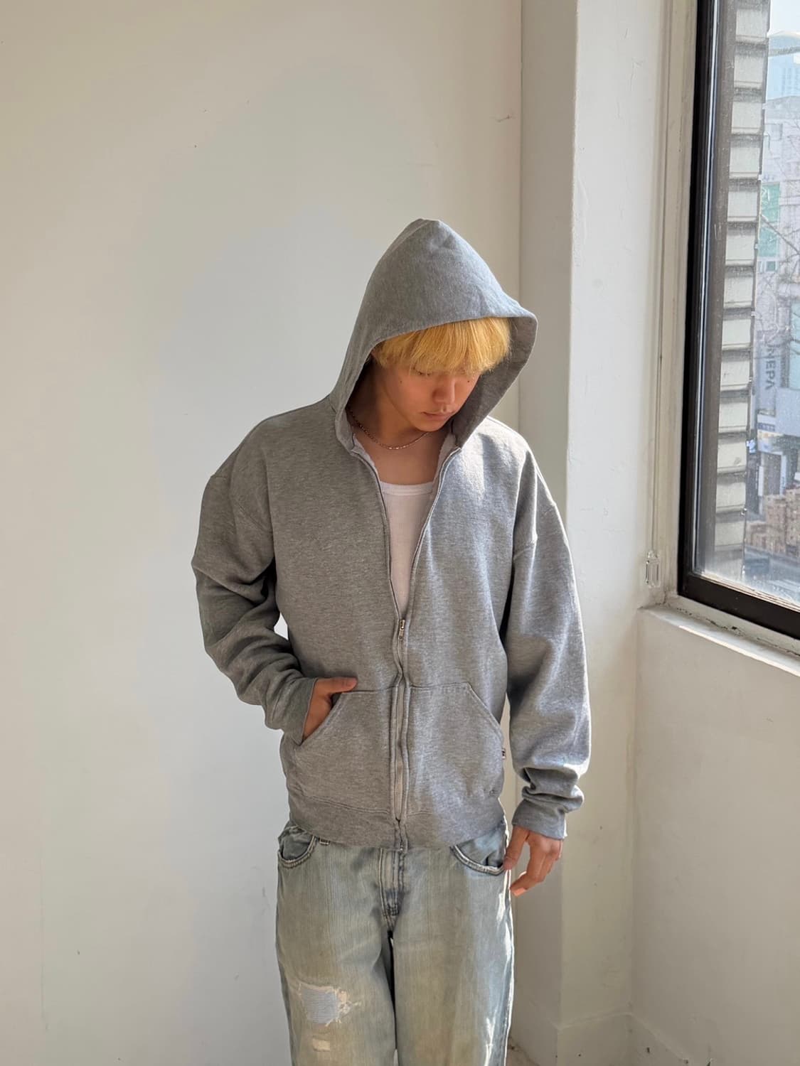 00‘s 러셀 후드집업 그레이 상품이미지2