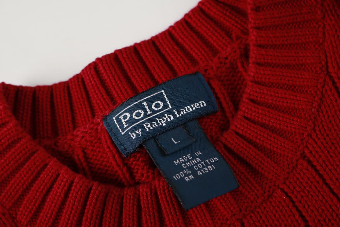 [여성 L] 폴로 랄프로렌 버건디 꽈배기 니트 상품이미지5