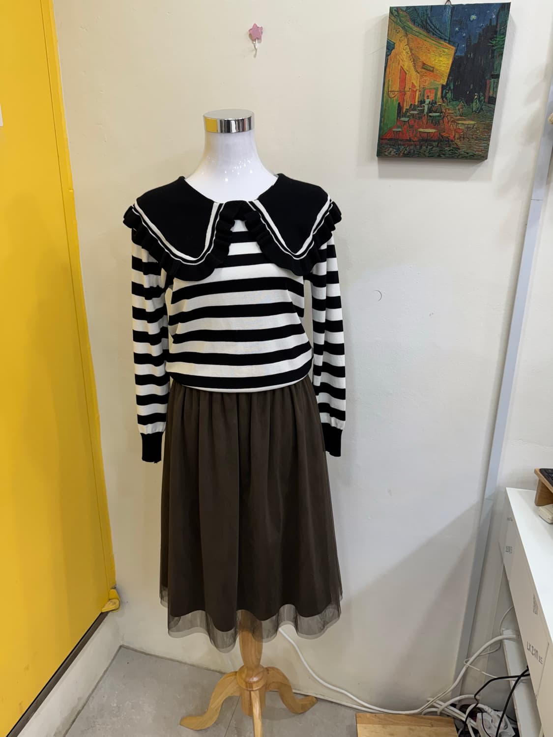 vtg 세일러카라 스트라이프 단가라 니트 상품이미지1