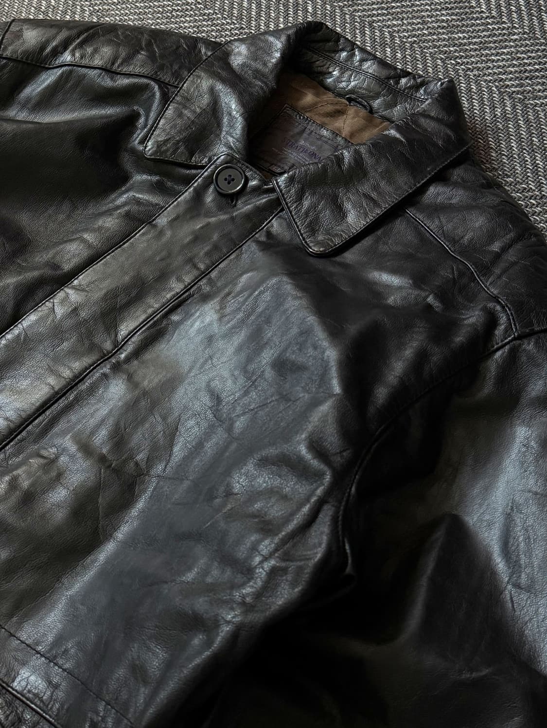 90s STRATDONAR 소가죽 빈티지 레더 필드 코트 (105) 상품이미지3