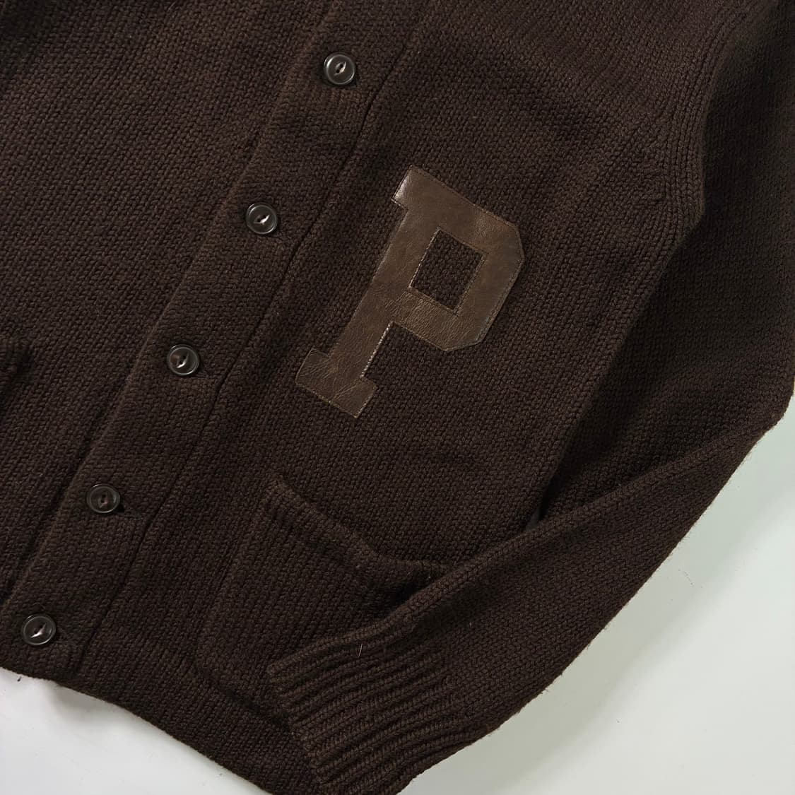 Polo  폴로 랄프로렌 울 레터맨 브라운 니트 가디건  상품이미지3