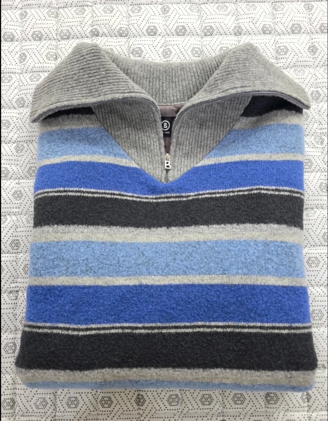 보그너 남성 스트라이프 반집업 니트 95 상품이미지5