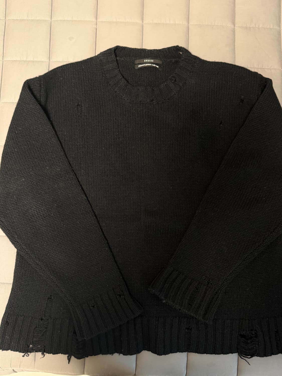 [3] unused 언유즈드 3G 데미지 니트 블랙 상품이미지1