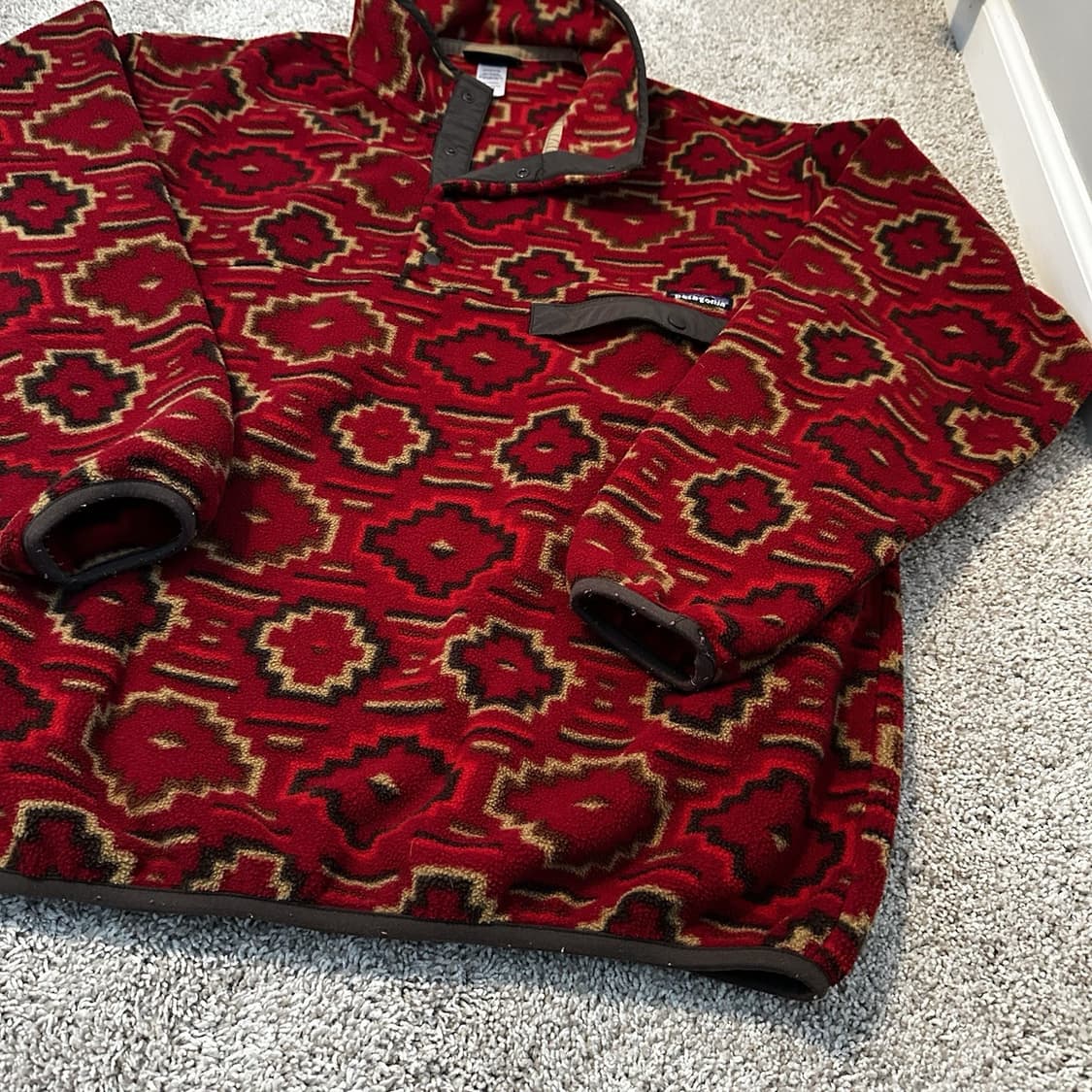 10s 파타고니아 신칠라 스냅-T 레드 사우스웨스턴 지오메트릭 패턴 상품이미지4