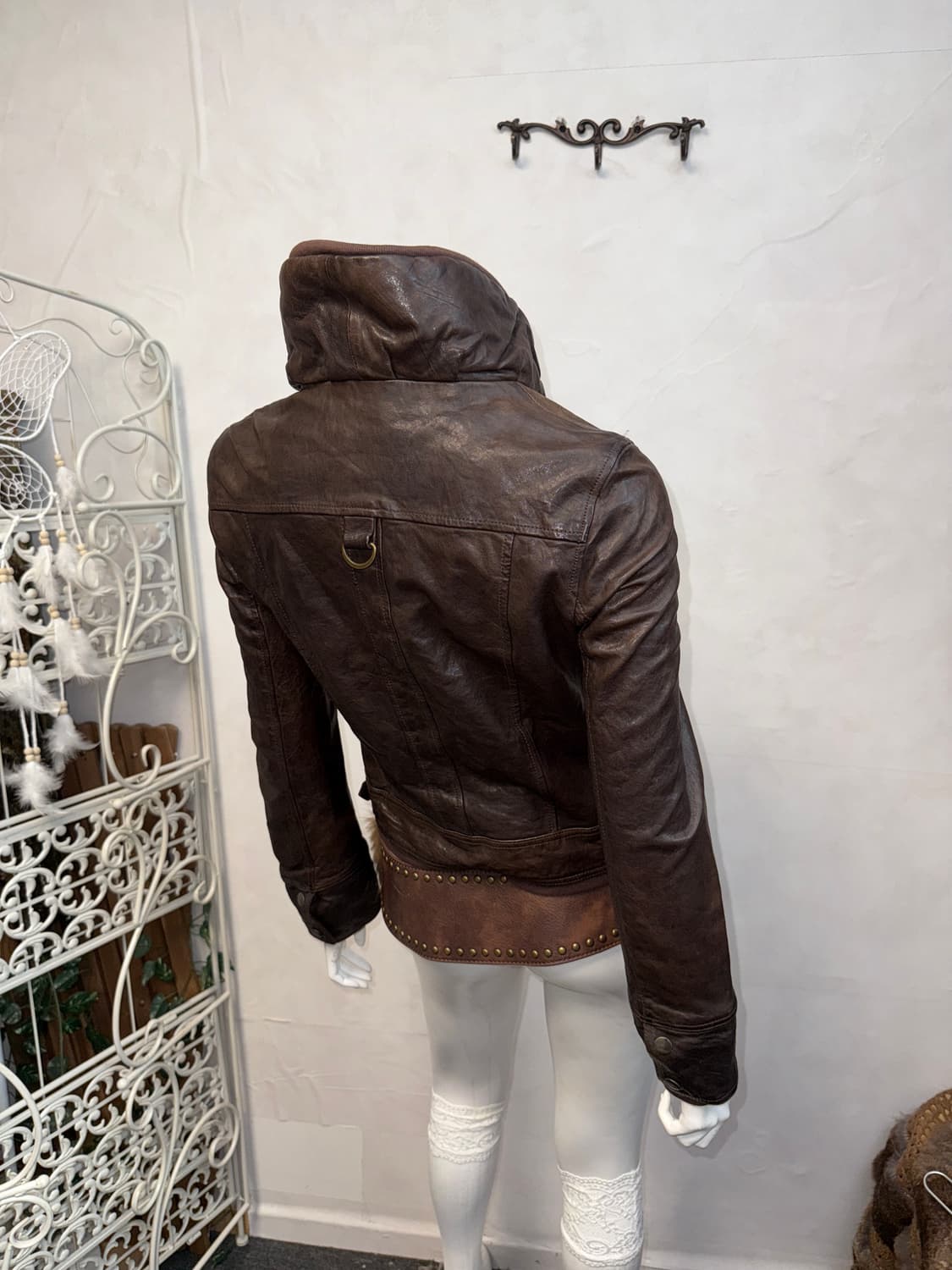Dark brown lamb skin button collor jk 상품이미지5