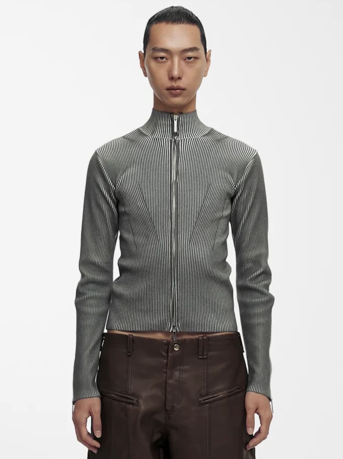 나체 SMUDGE KNIT ZIP-UP (UNISEX) MUD KHAKI 상품이미지1