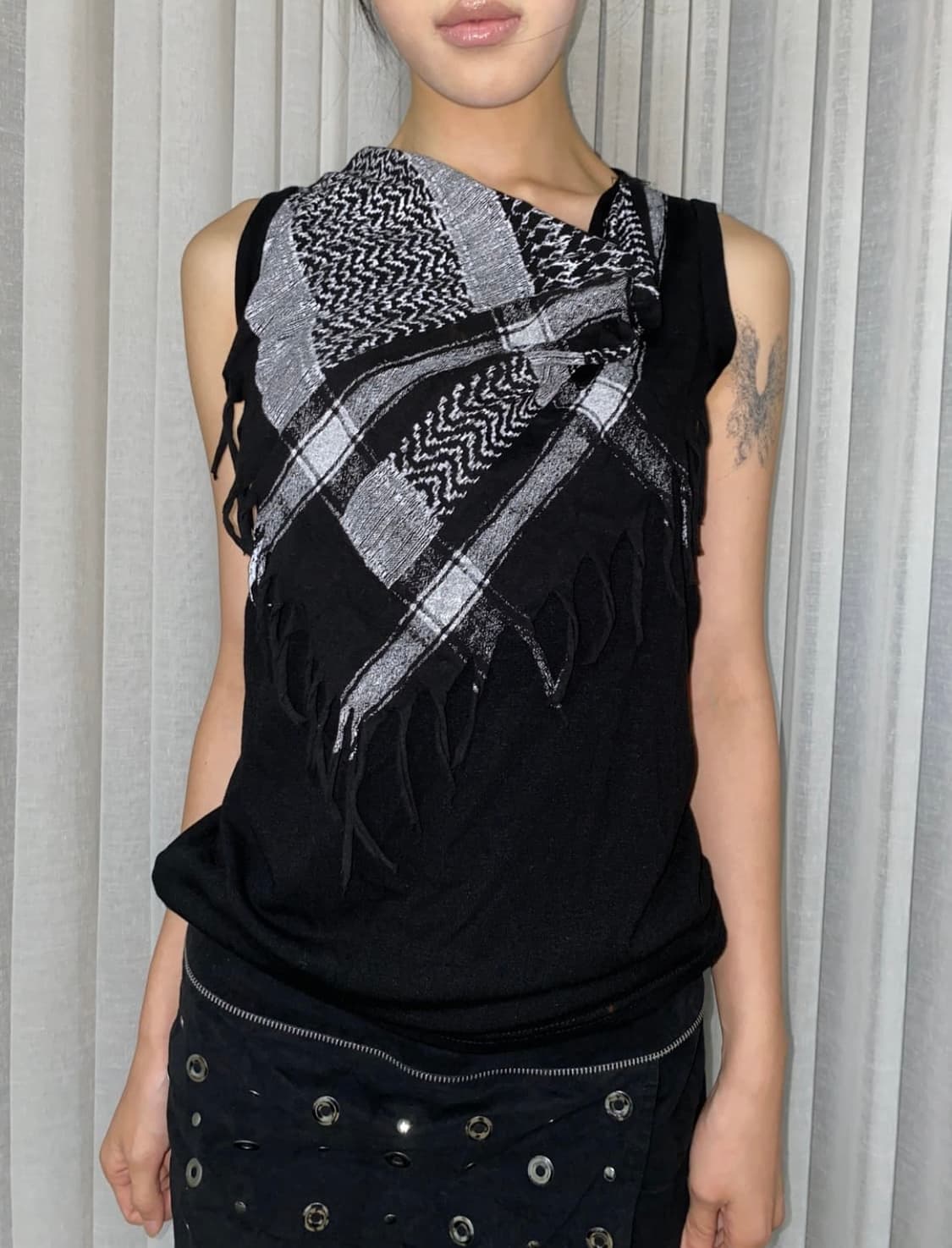 Vintage drape check sleeveless  상품이미지3
