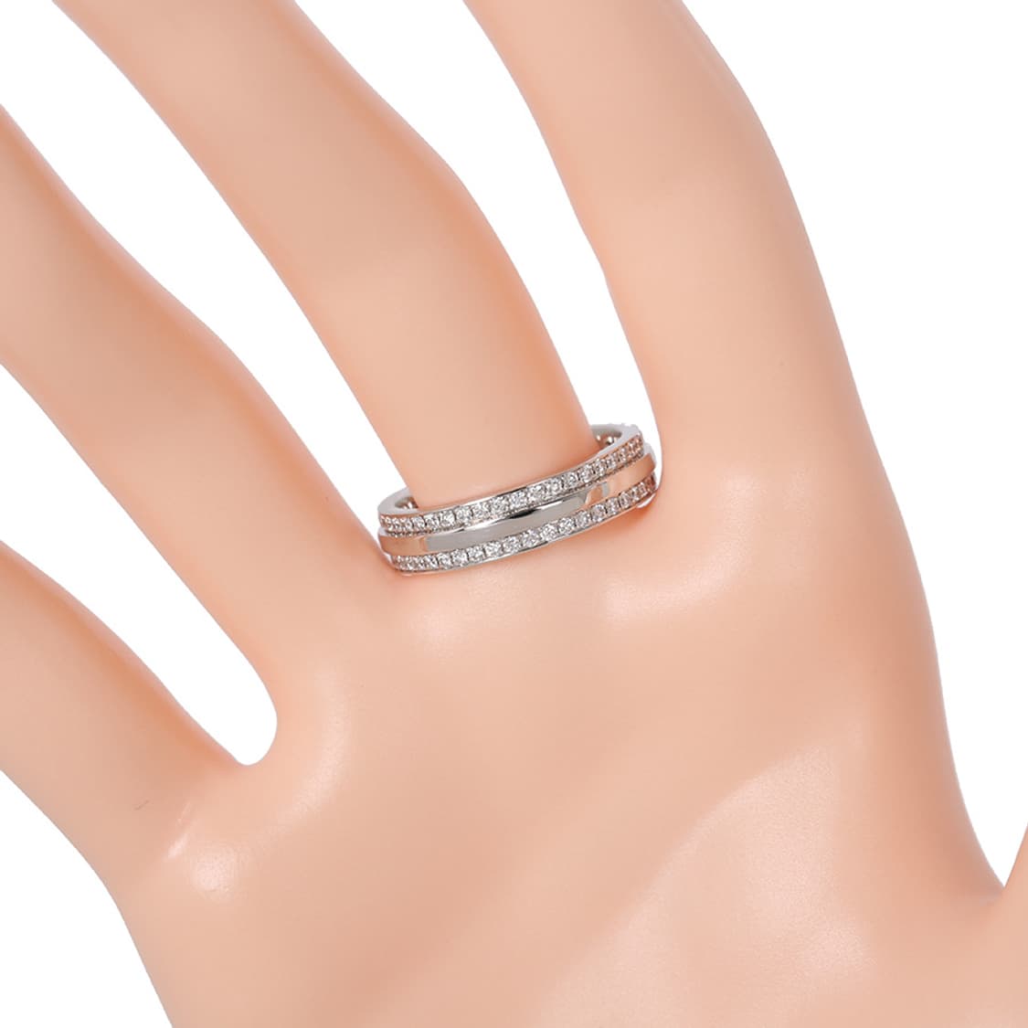 티파니 T 네로우 파베 다이아몬드 링, 화이트골드 18K 다이아반지 9호 상품이미지7