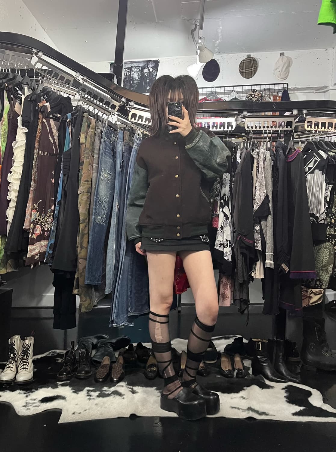 레더 자수 바시티 자켓 상품이미지1