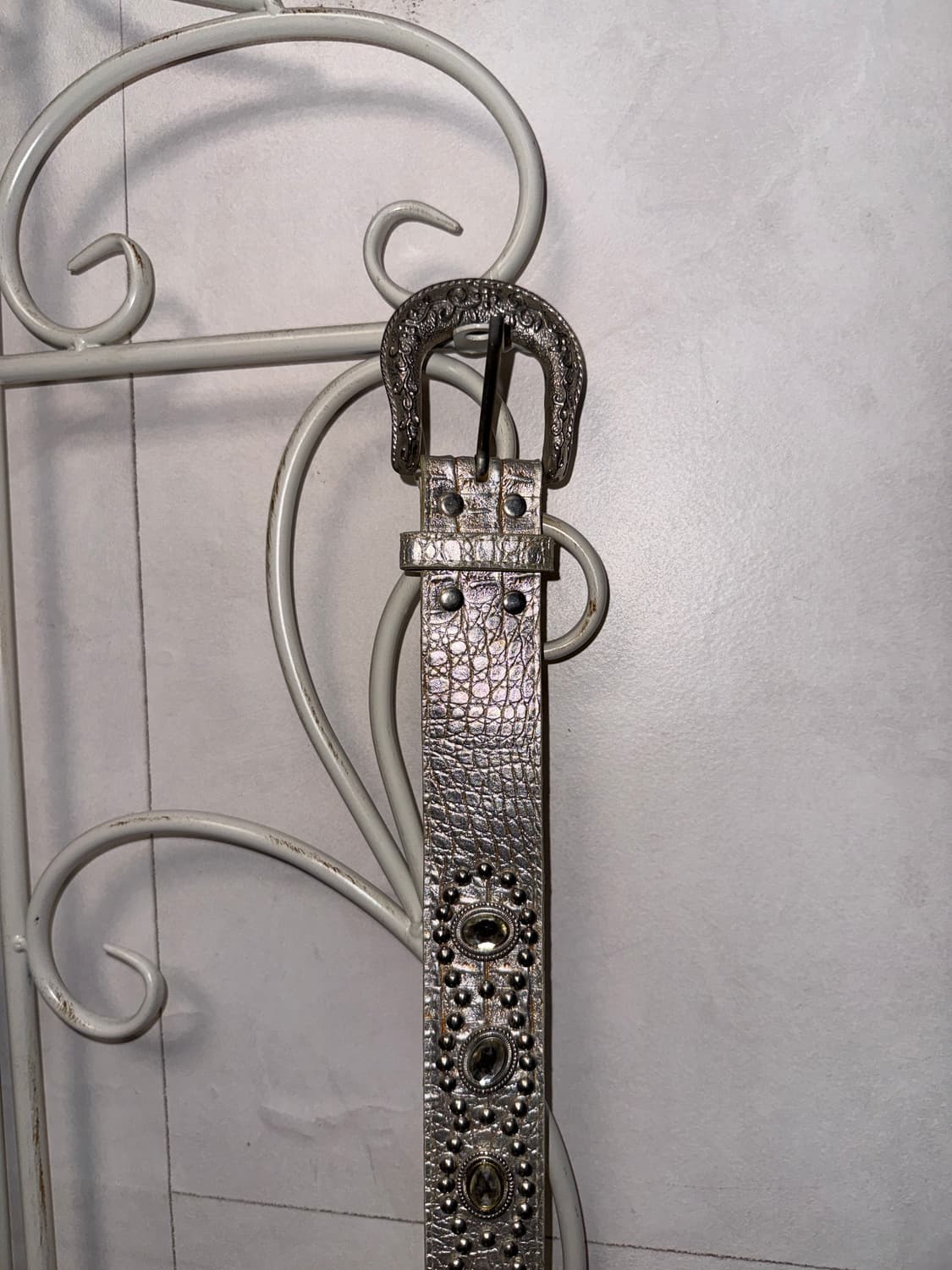 Silver python cubic stud belt 상품이미지4