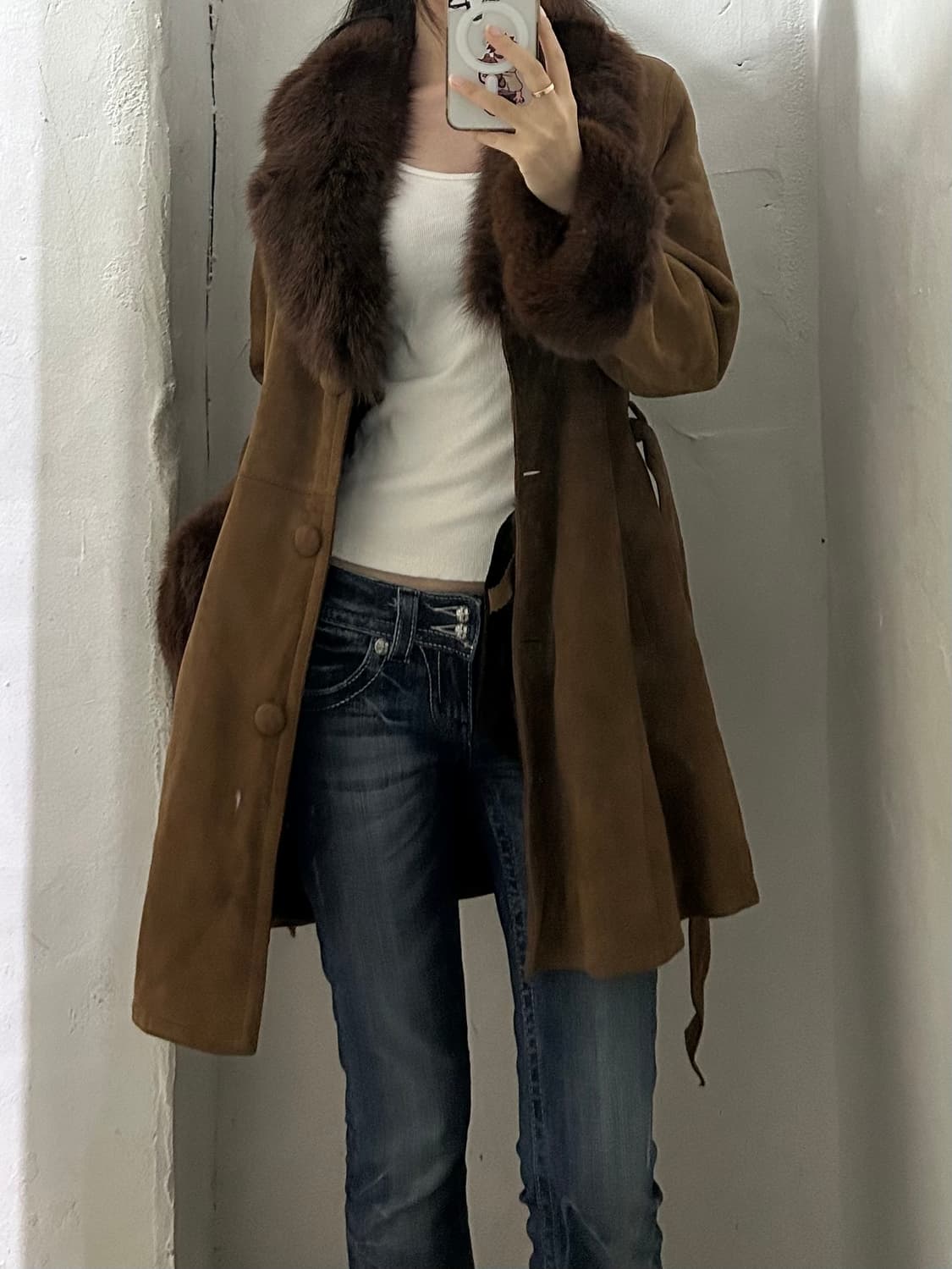 레더 퍼 코트 자켓 빈티지 상품이미지2