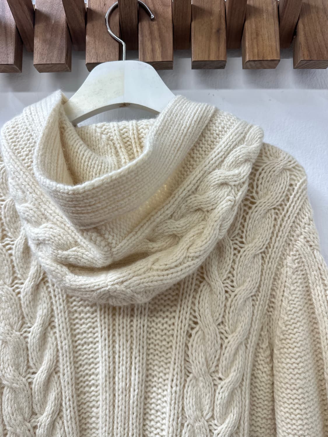 일본빈티지 라코스테 꽈배기 케이블 후드 니트 가디건 집업 상품이미지4