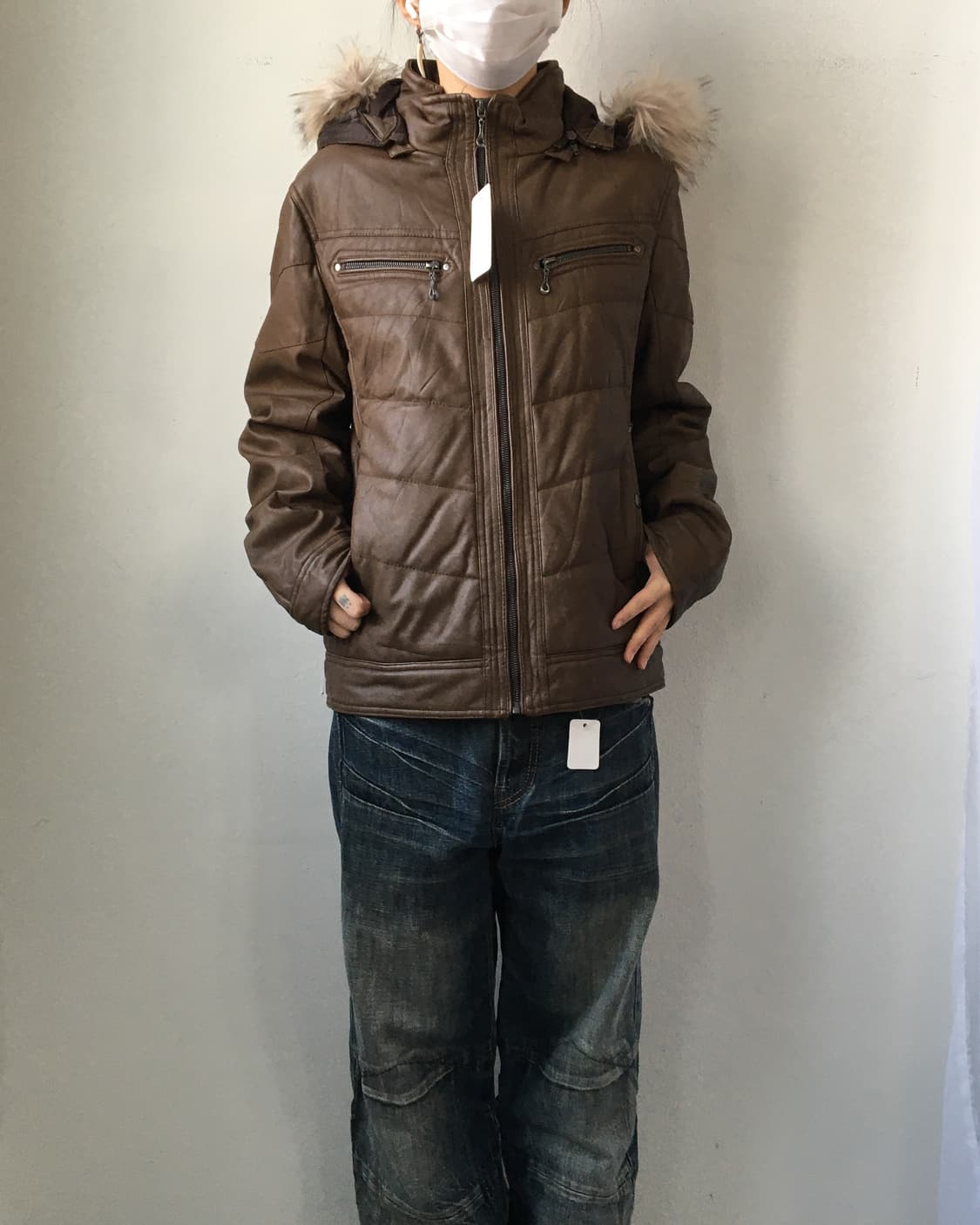 Fake fur hood high neck jacket 상품이미지9