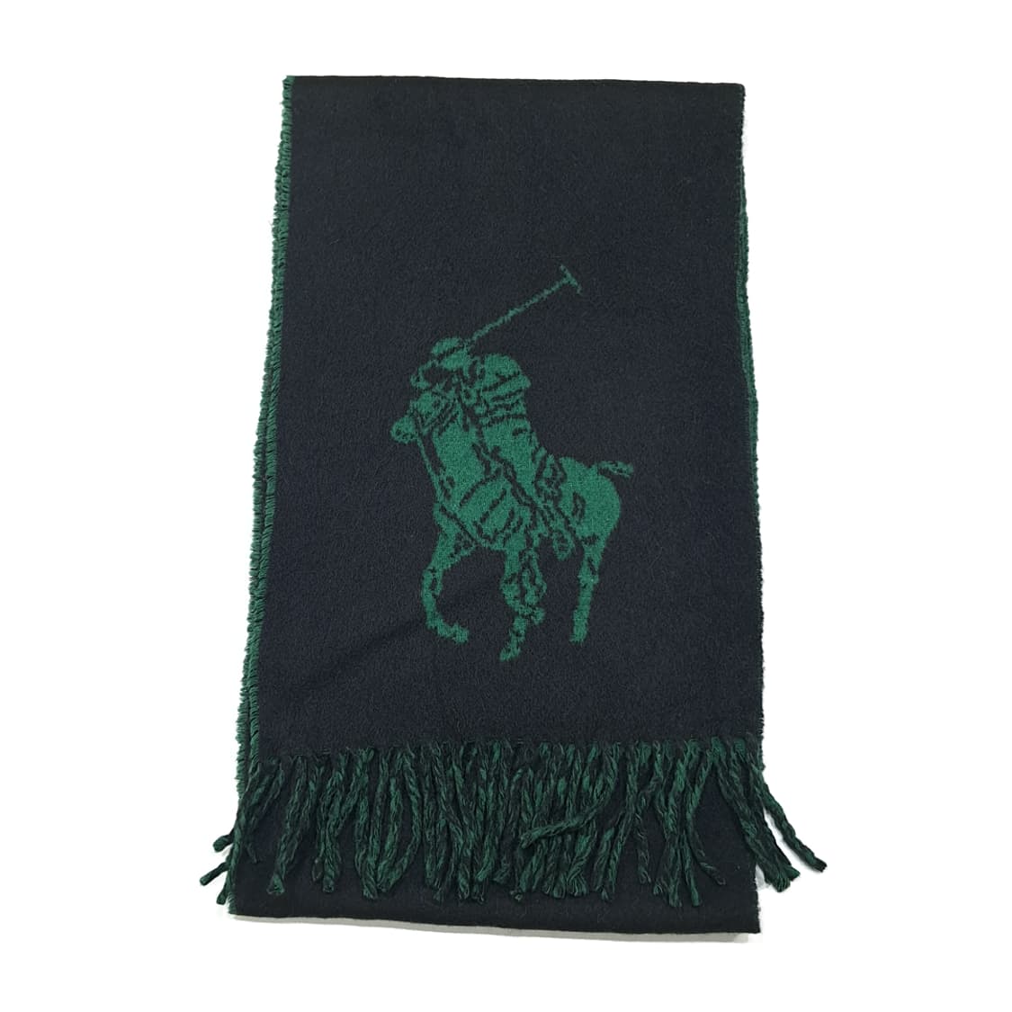 MX333 폴로 랄프로렌 블랙 그린 빅로고 양면 램스울 목도리 머플러 상품이미지7