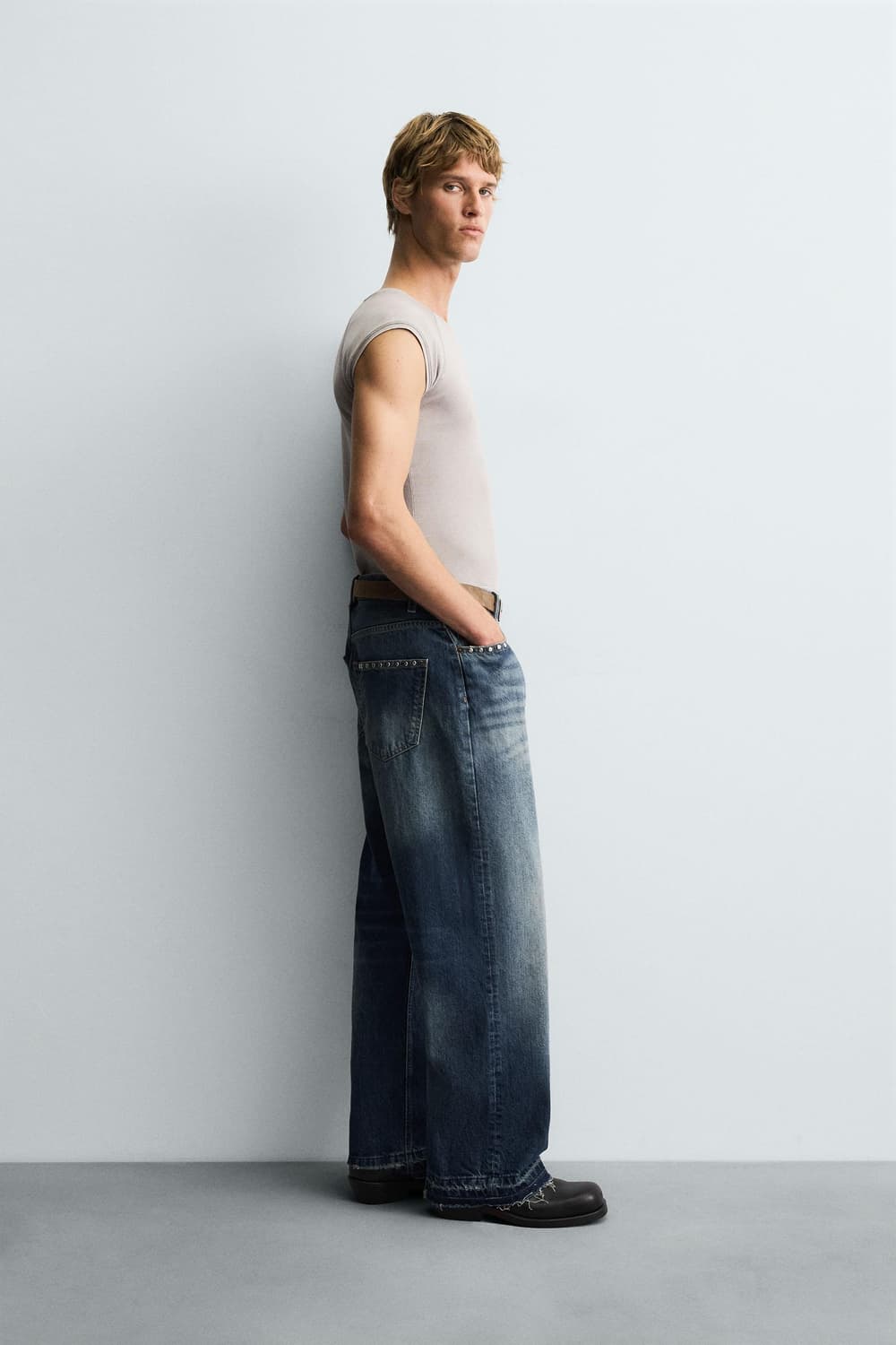 자라 스터드 장식 루즈핏 진 새상품 상품이미지5