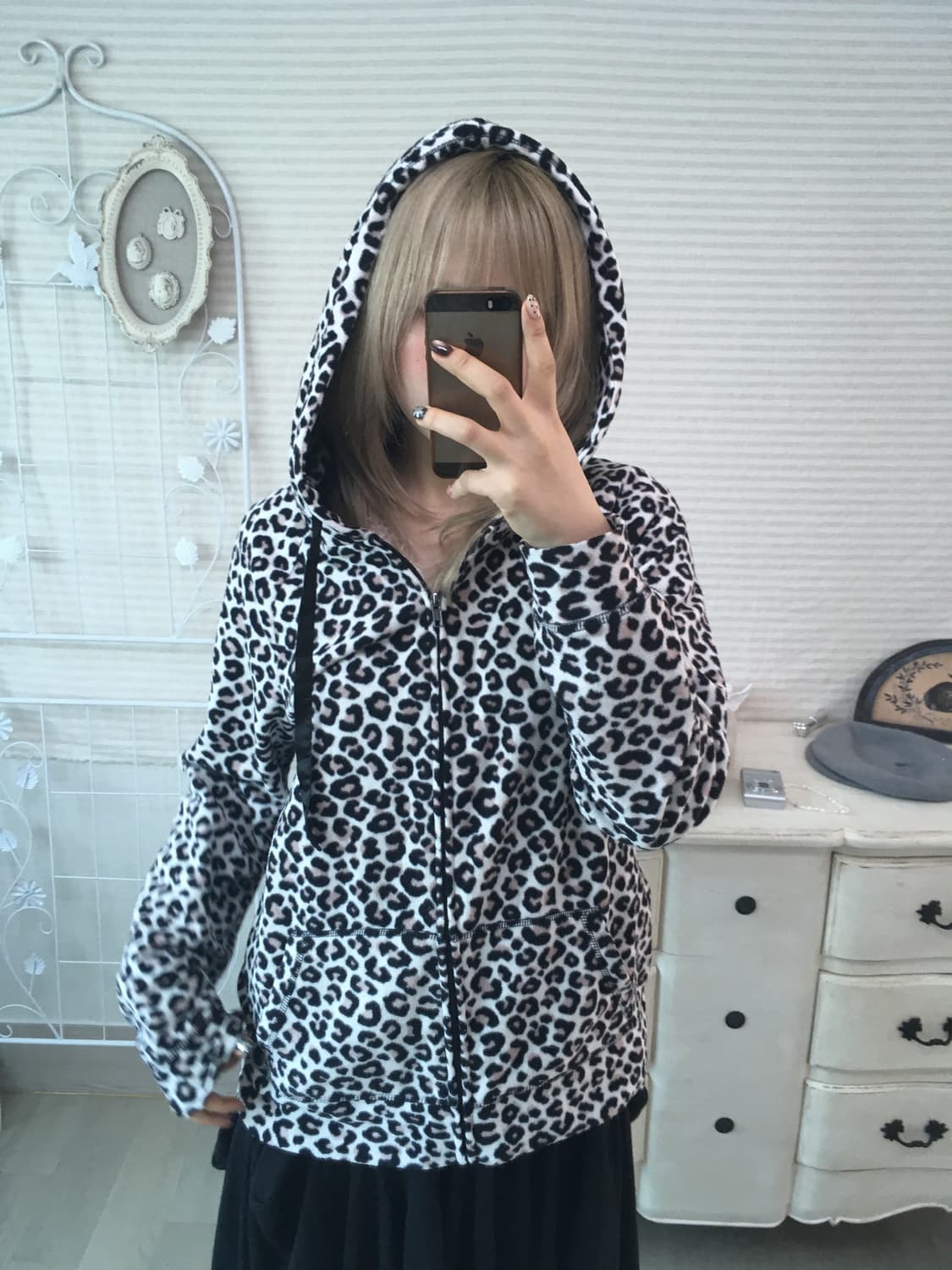 일본빈티지 갸루 펑크 레오파드 후드집업 상품이미지1