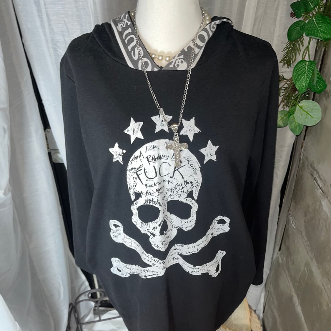 펑크 스컬 후드 롱슬리브 상품이미지4