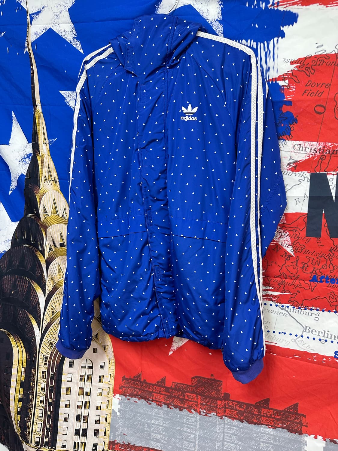 새상품급 퍼럴x아디다스 오버핏 바람막이 기모점퍼s90 상품이미지2