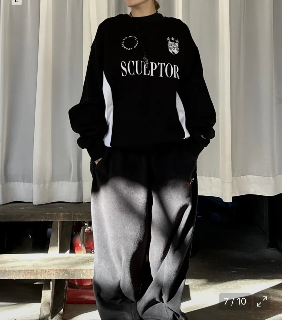 Sports Color Block Sweatshirt Black mtm 상품이미지6