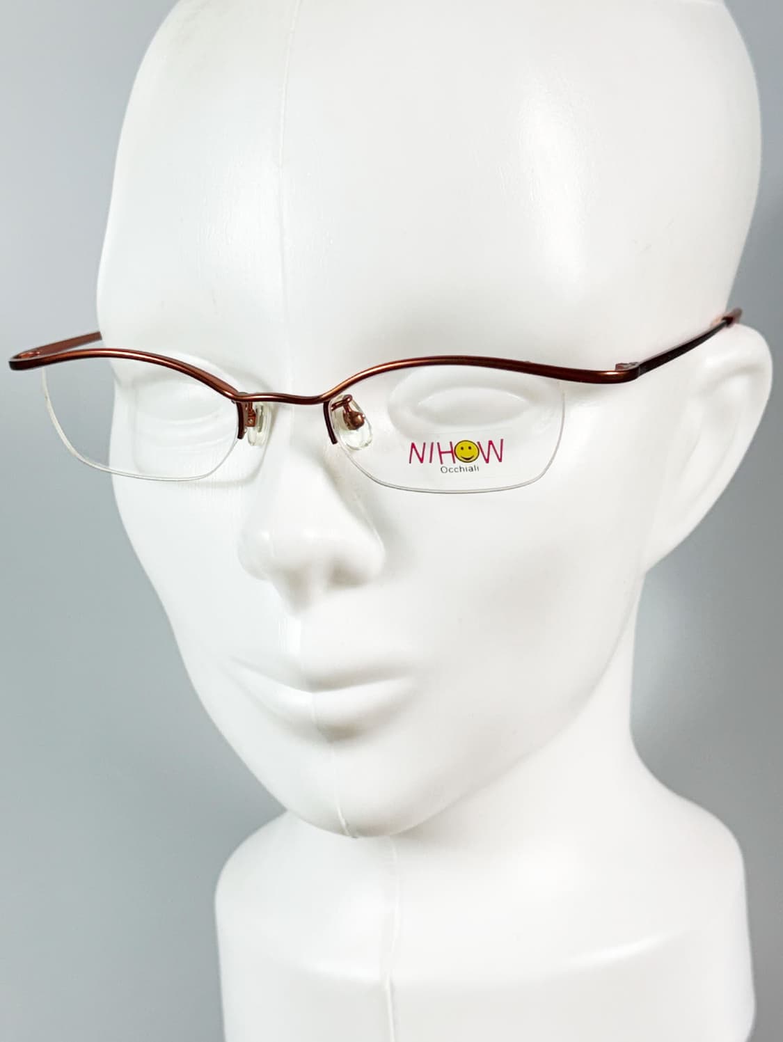 90s NIHOW 브라운 메탈 스퀘어 반무테 빈티지 안경 상품이미지8