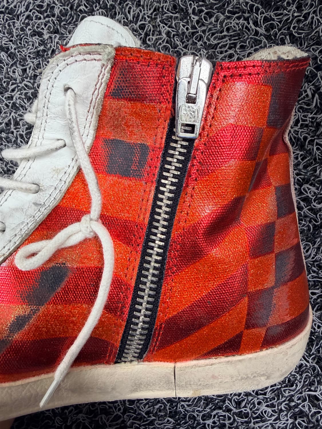 골든구스 프란시(Francy) 하이탑 스니커즈 - 지오메트릭 레드/오렌지 상품이미지3