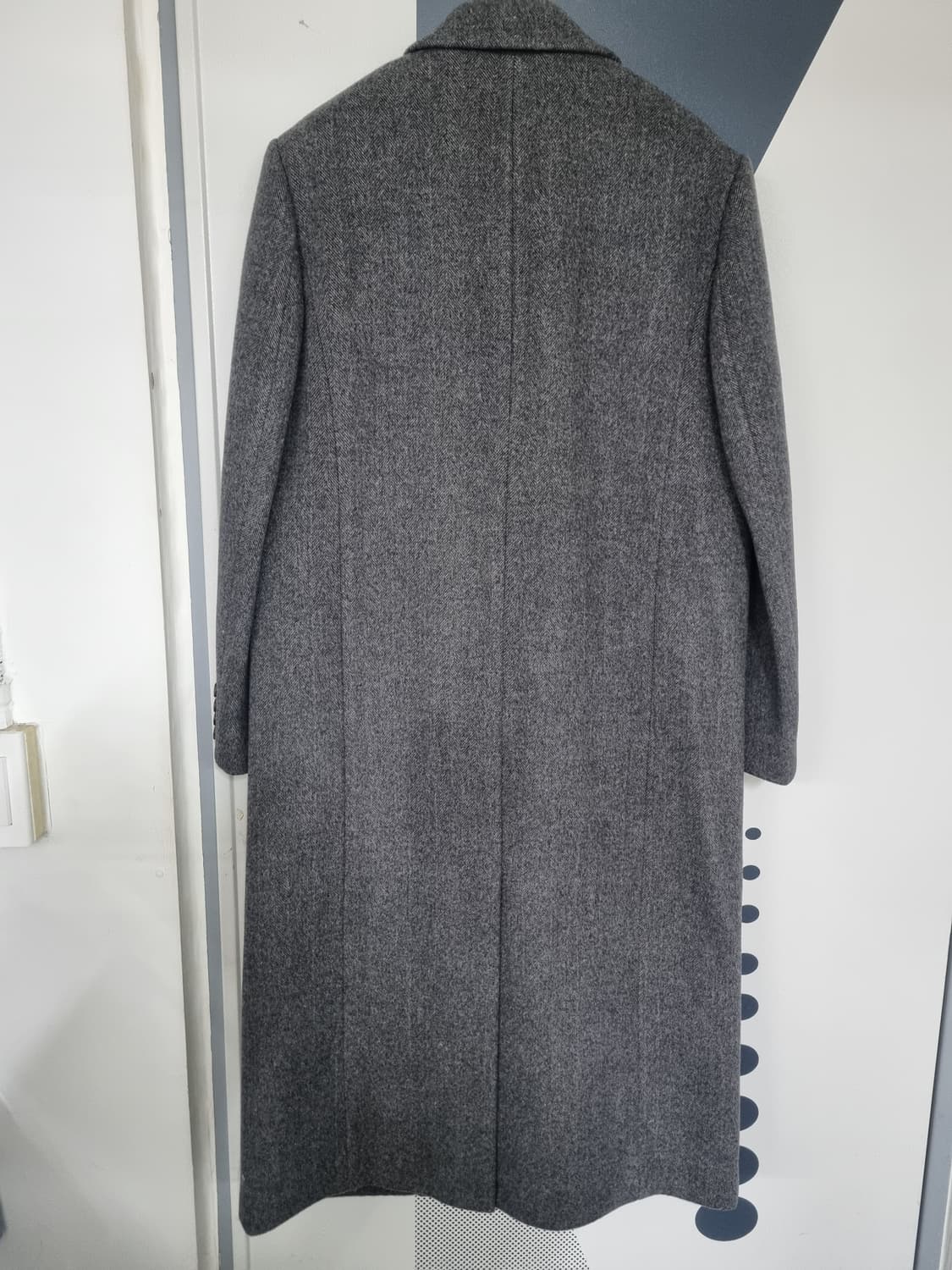 모우트 베이직 카라 롱 더블 코트 더스트그레이 상품이미지3