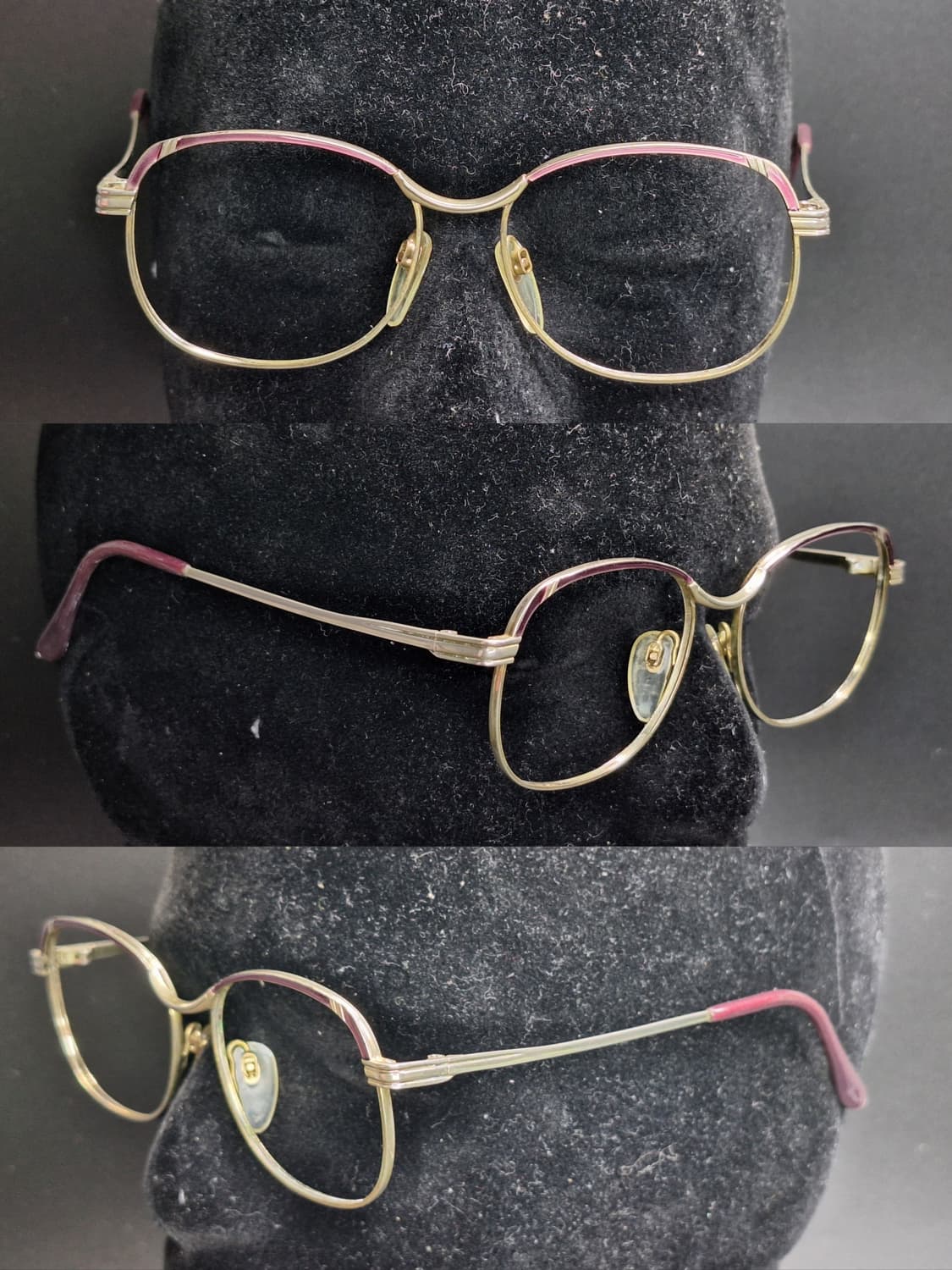 90s 일본 빈티지 메탈 엠보싱 퍼플 브로우 디자인 안경테/수입 패션 상품이미지7