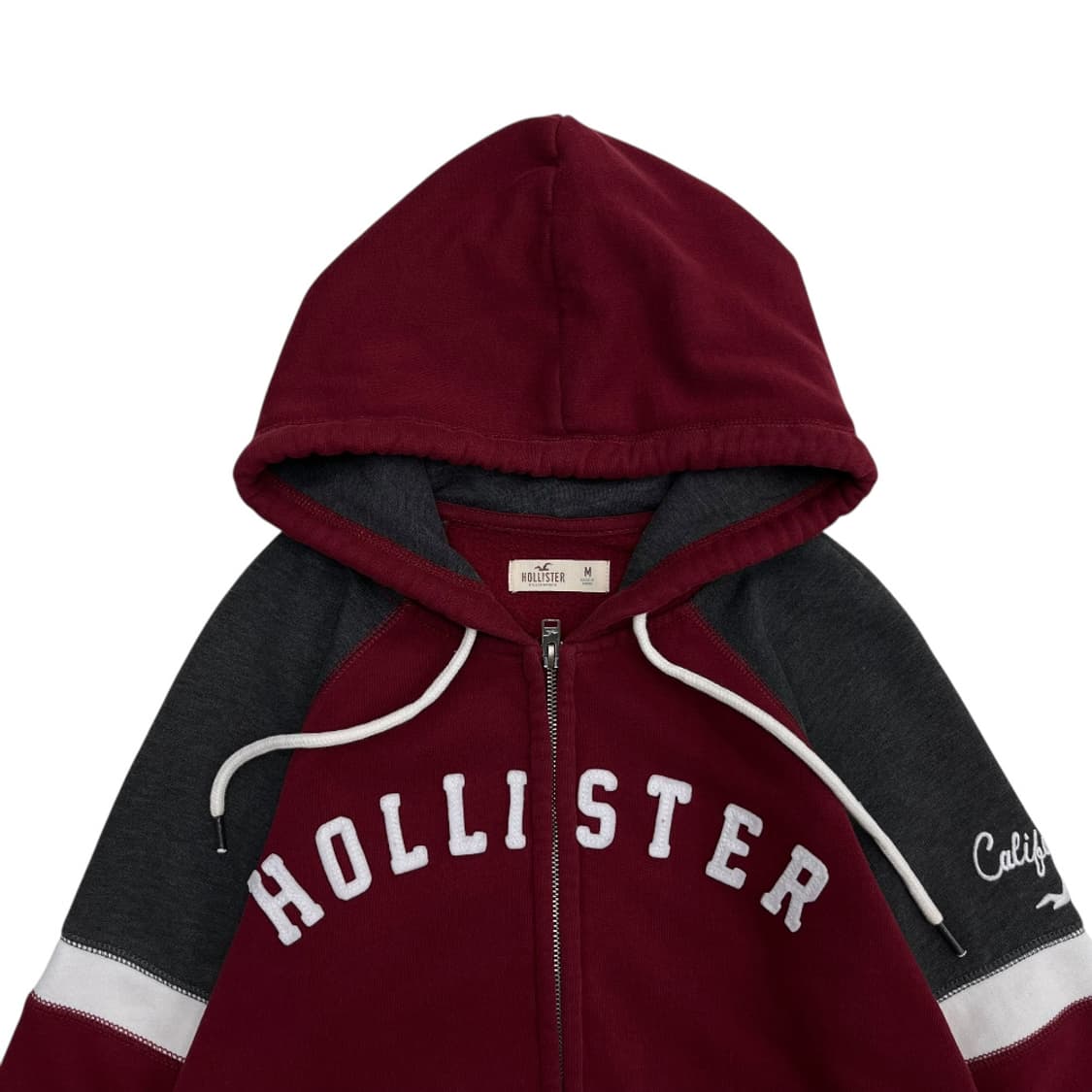 홀리스터 그레이 배색 센터로고 와인 후드집업 M 상품이미지4