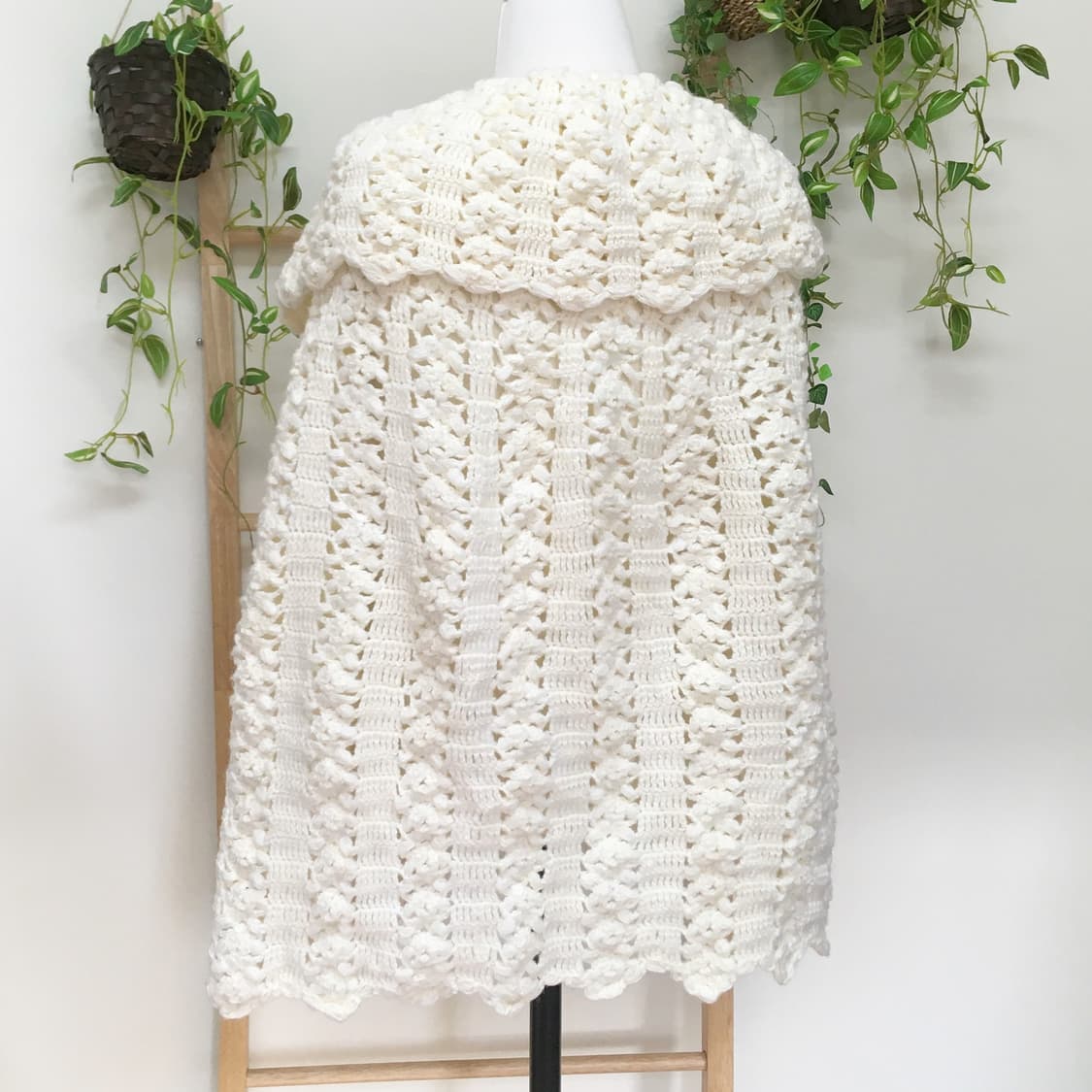 JPN/ 아이보리 뜨개 케이프 모리걸케이프 사와코케이프 폼폼케이프 상품이미지2