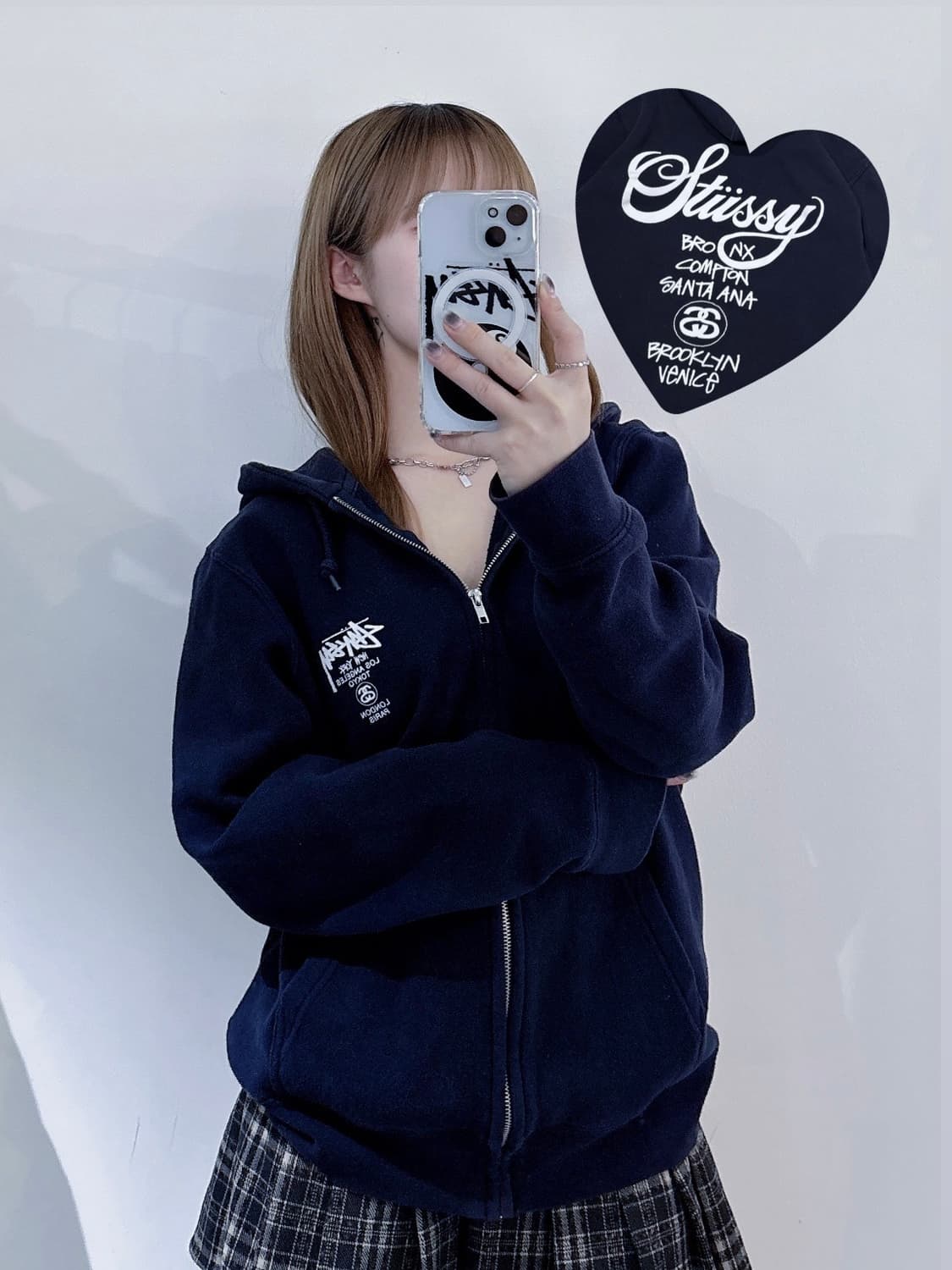 스투시 네이비 월드투어 후드집업 상품이미지1