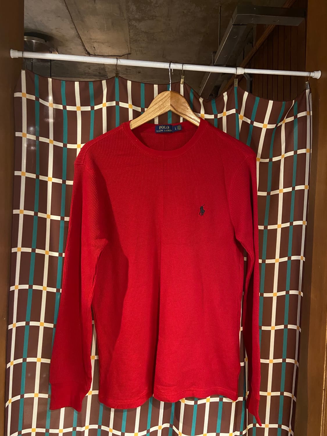 폴로 랄프로렌 와플 긴팔티 레드 상품이미지1