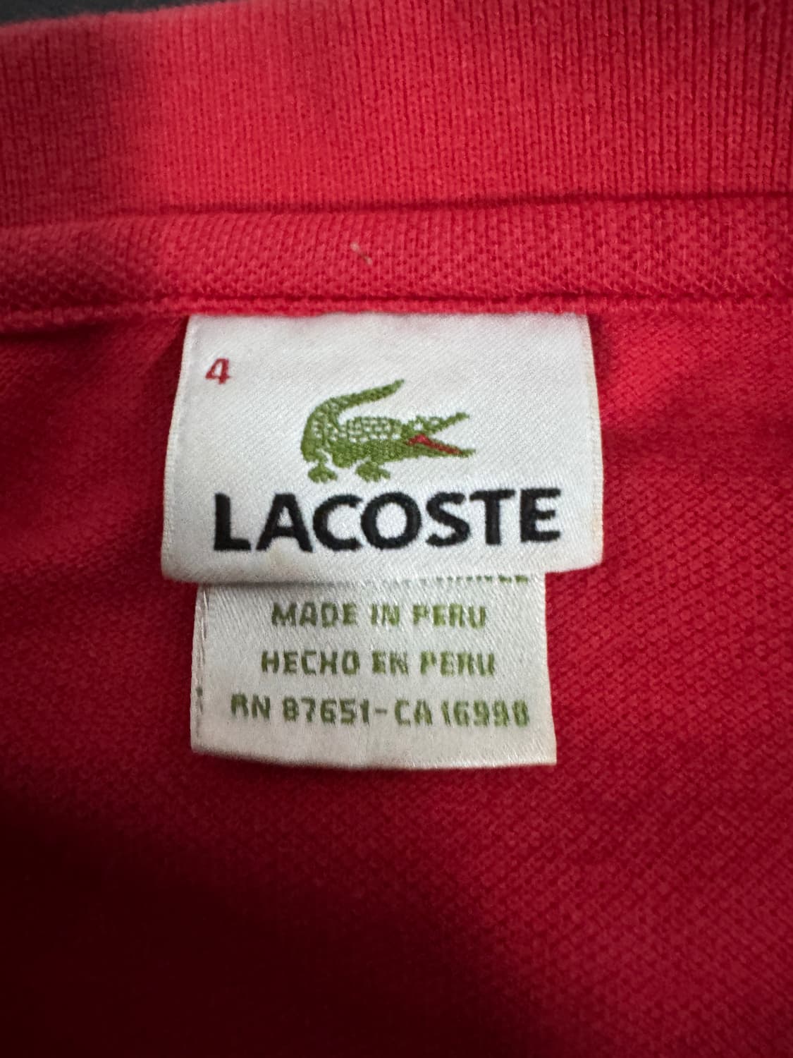 여성 라코스테 Pk 폴로 카라 반팔 티셔츠 S 4 레드 상품이미지3