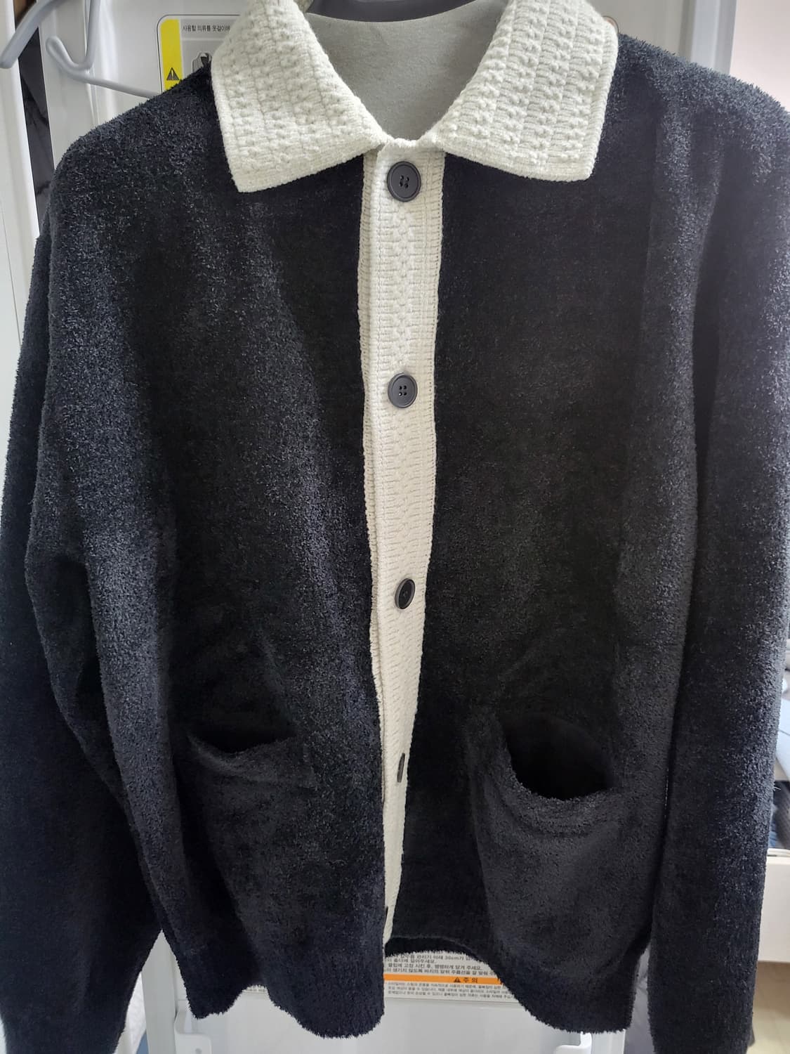 26SS 시스템옴므 콘트라스트 칼라 점퍼 니트 가디건 블랙 100 새상품 상품이미지1