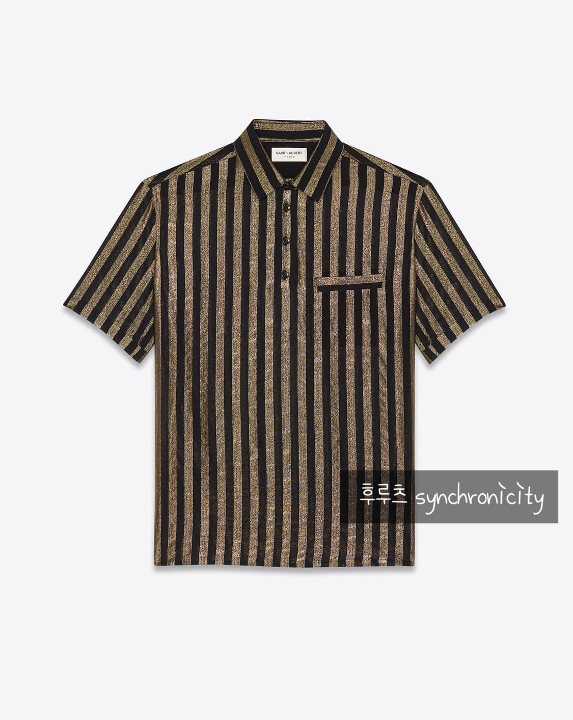 생로랑 라메 스트라이프 실크 폴로 셔츠 39 상품이미지6