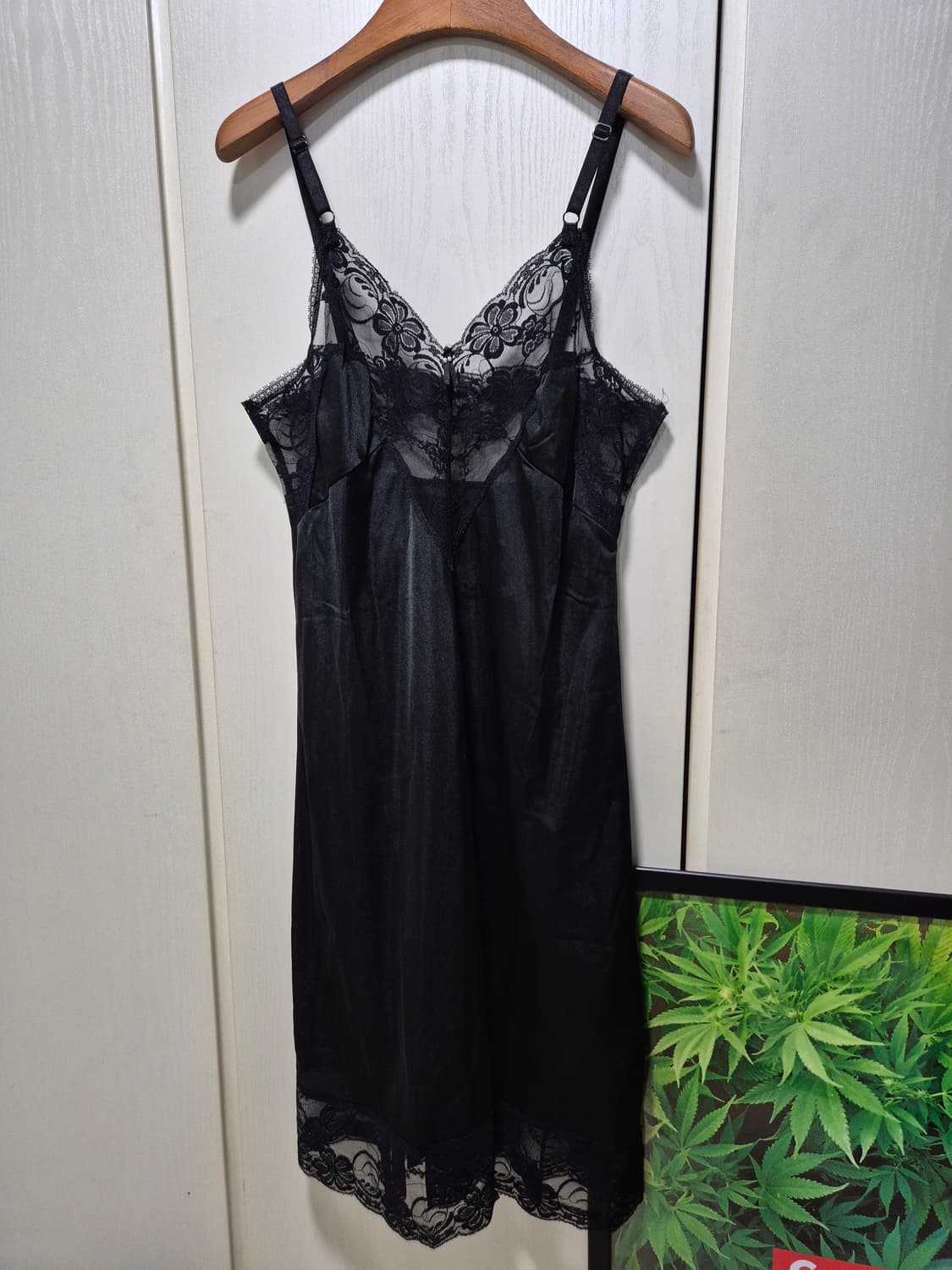 (세일)JPN VTG. 레이스 슬립 블랙. 뒷슬릿 상품이미지2
