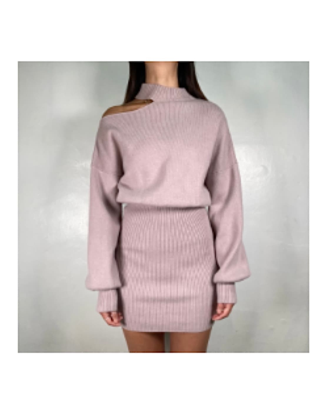 넥라인 포인트 핑크 니트 미디 원피스 빈티지 갸루 상품이미지1