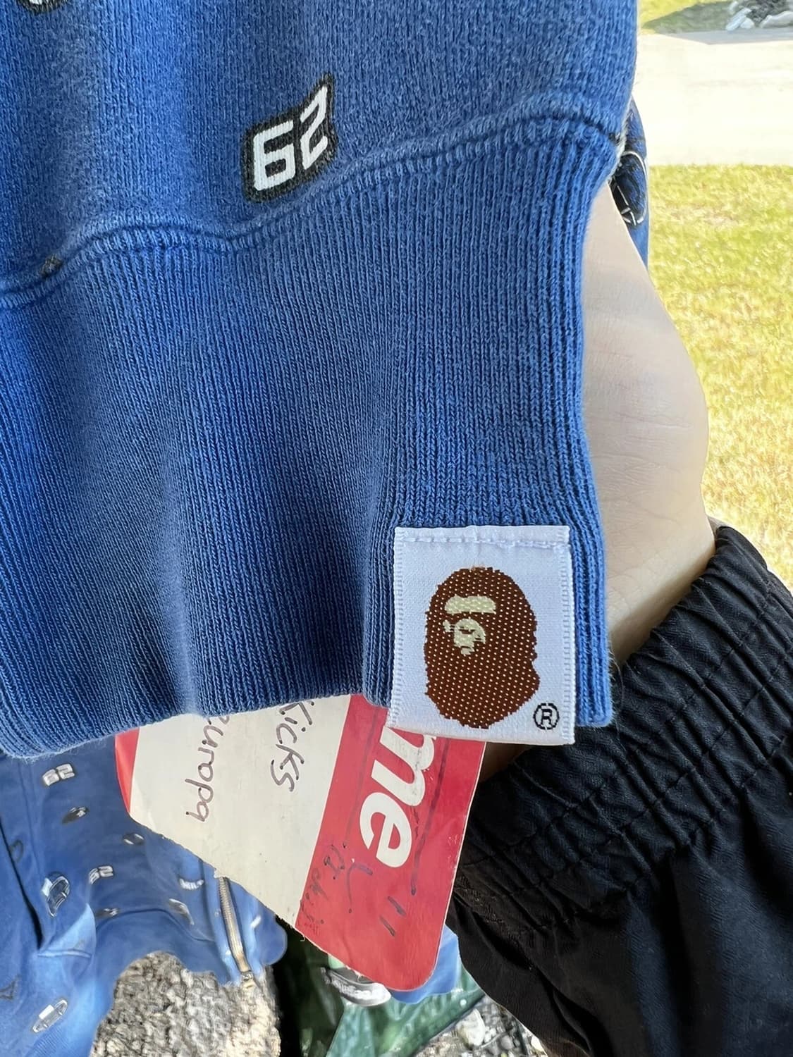 베이프 베이비 마일로 풋볼 모노그램 풀 후드집업 네이비 상품이미지7