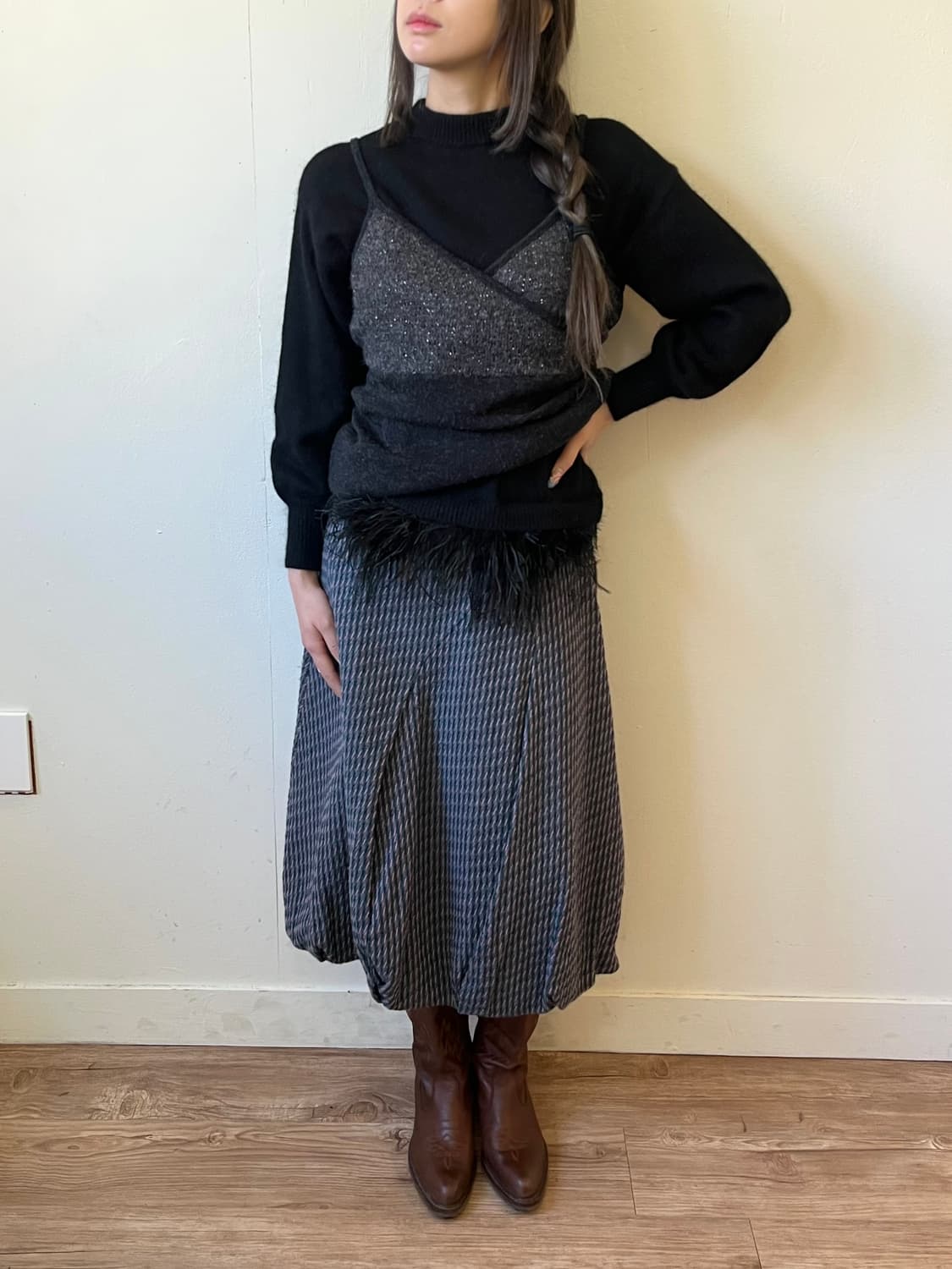 japan vtg 백 로브 뷔스티에 상품이미지5