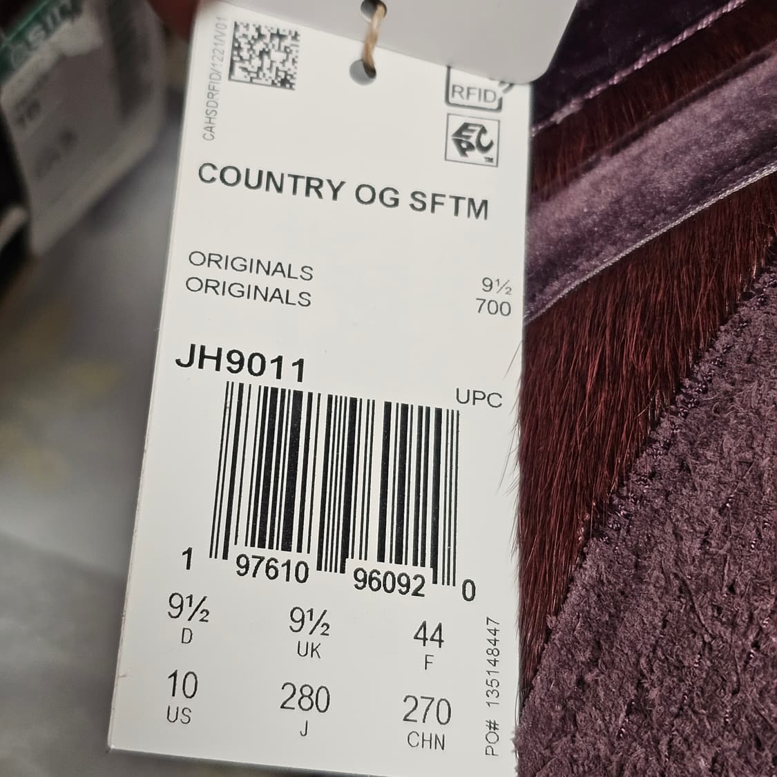 280 새제품) 아디다스 x 송 포 더 뮤트 컨트리 OG 마룬 코어 블랙 상품이미지2