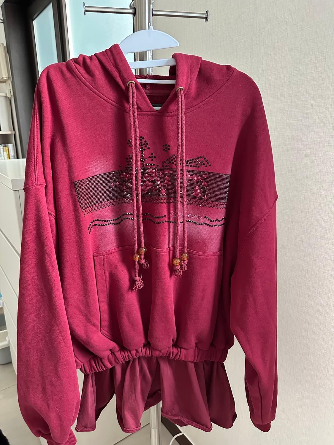 ACHIHARA 후드티 페이크 레이어드 루즈핏 롱 후디 상품이미지4