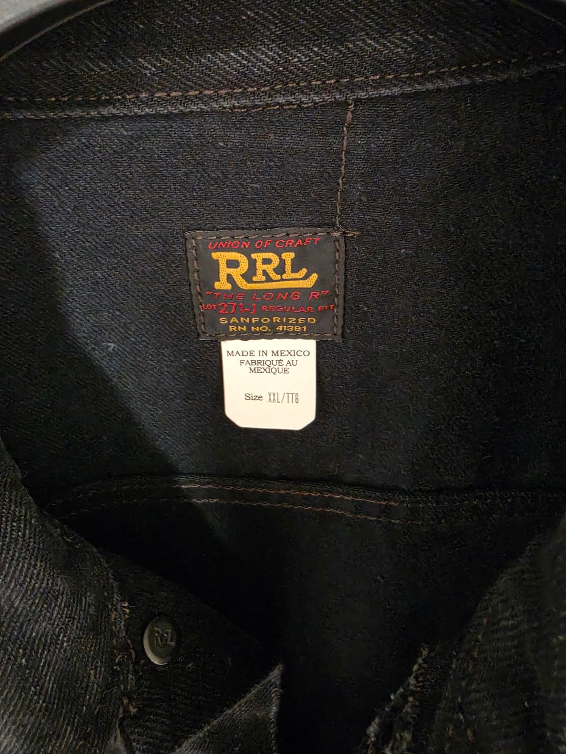 더블알엘 lot271 데님 트러커 자켓 블랙 xxl  상품이미지2