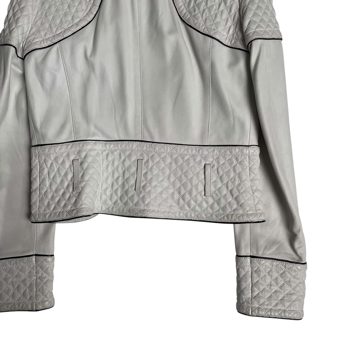 Dolce&gabbana 화이트 레더 퀼팅 벨트 자켓 상품이미지5