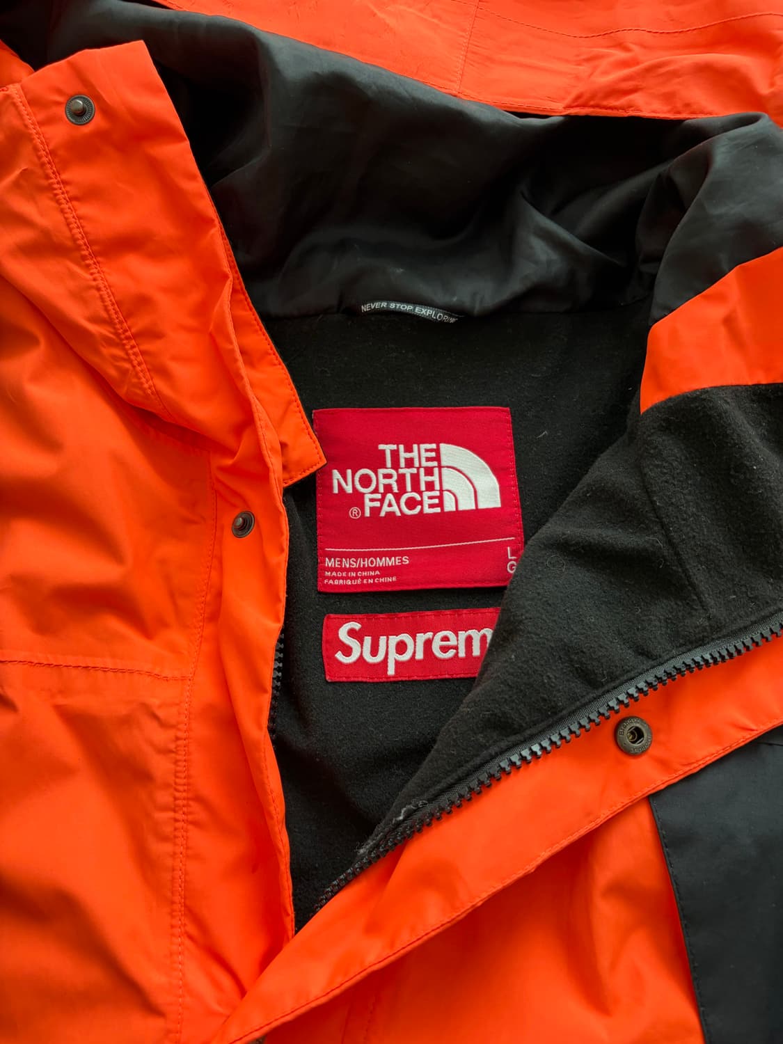 슈프림 X 노스페이스 1990 마운틴 자켓 오렌지 블랙 L 상품이미지4