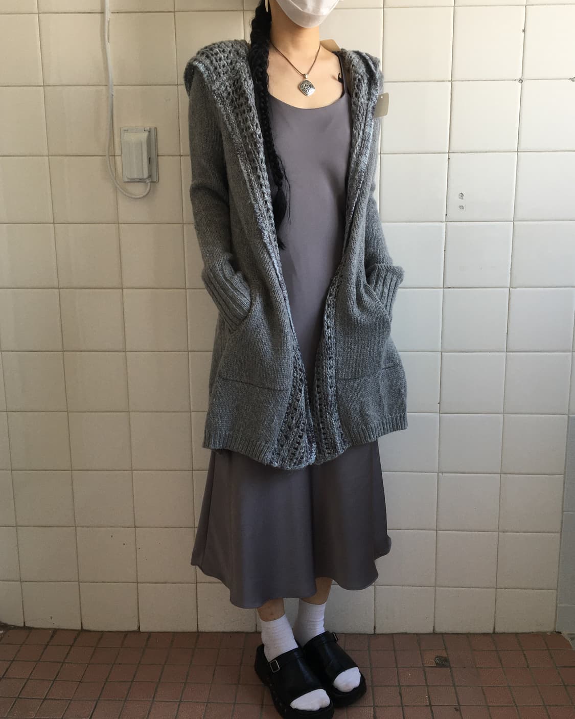 Punching point open hood cardigan 상품이미지8